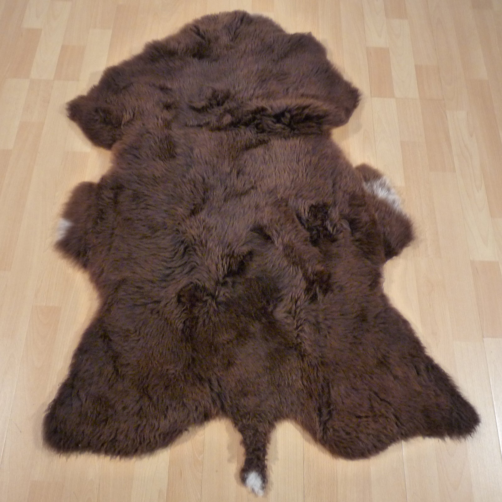 Exklusives Unikat Schaffell braun - weiß 120x90cm #14675