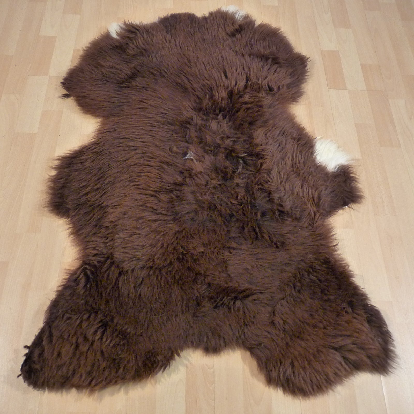 Exklusives Unikat Schaffell braun - weiß 125x85cm #14695