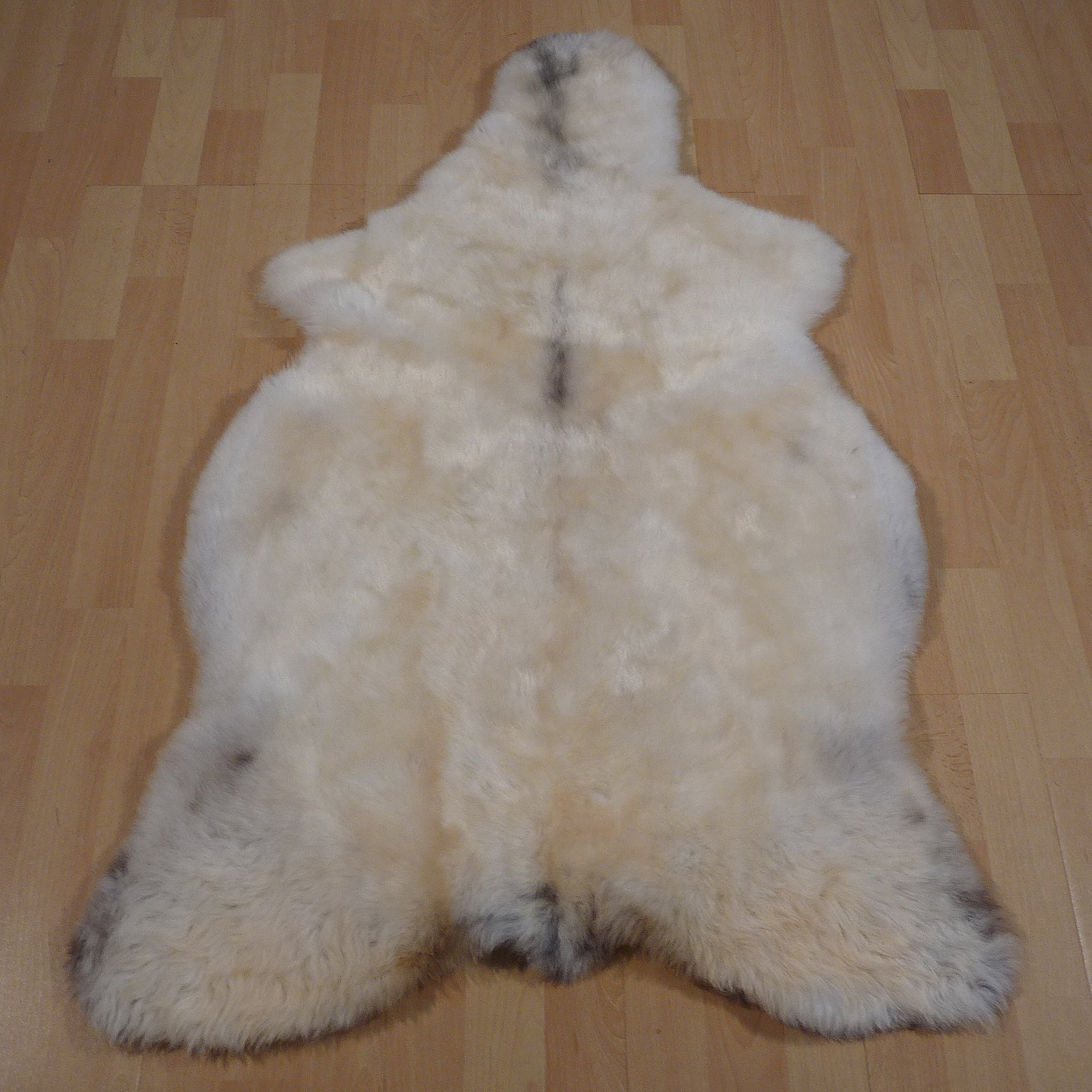 Exklusives Unikat Schaffell weiß - beige - grau 120x80 #14742