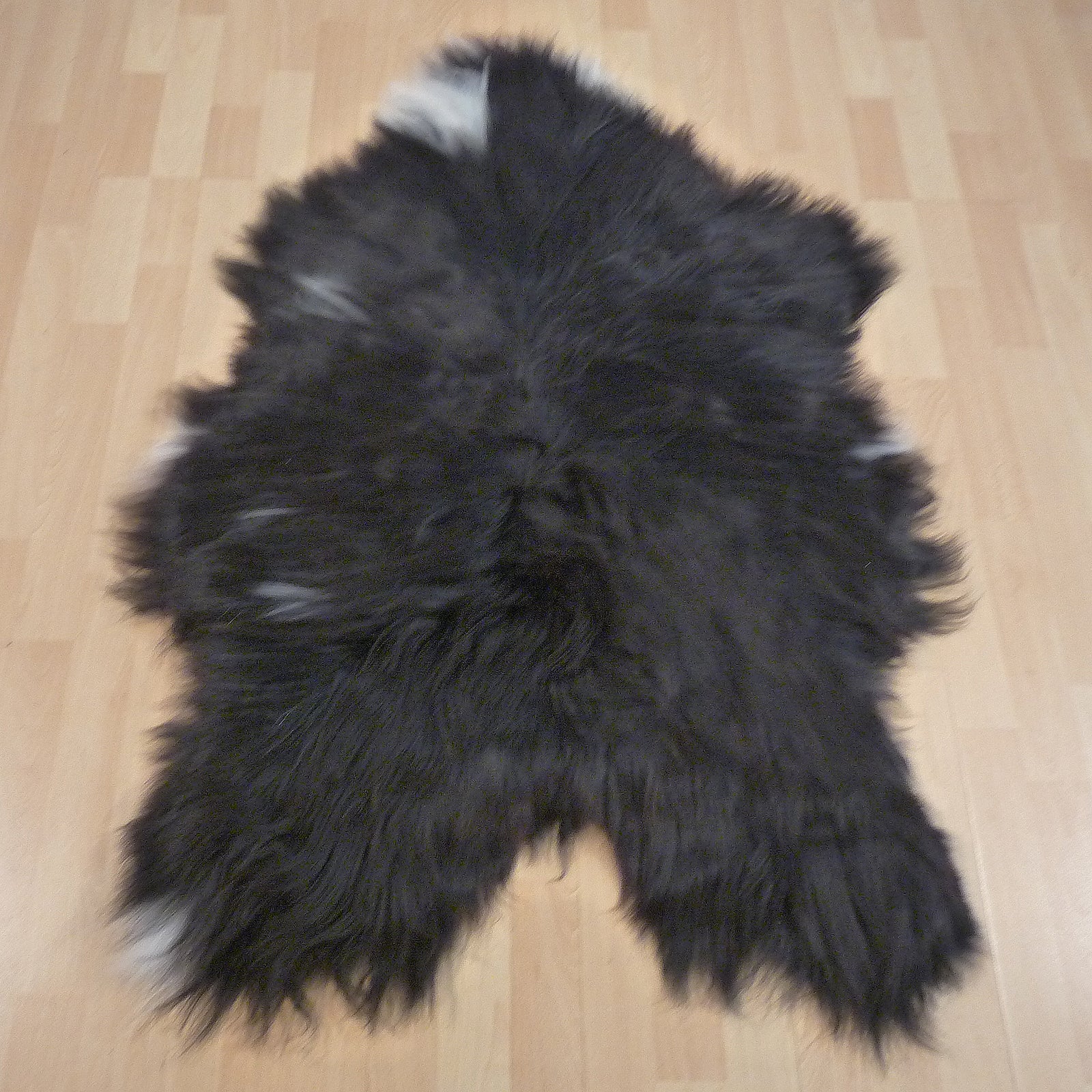 Exklusives Unikat Islandschaffell schwarz - weiß 130x85cm #14774