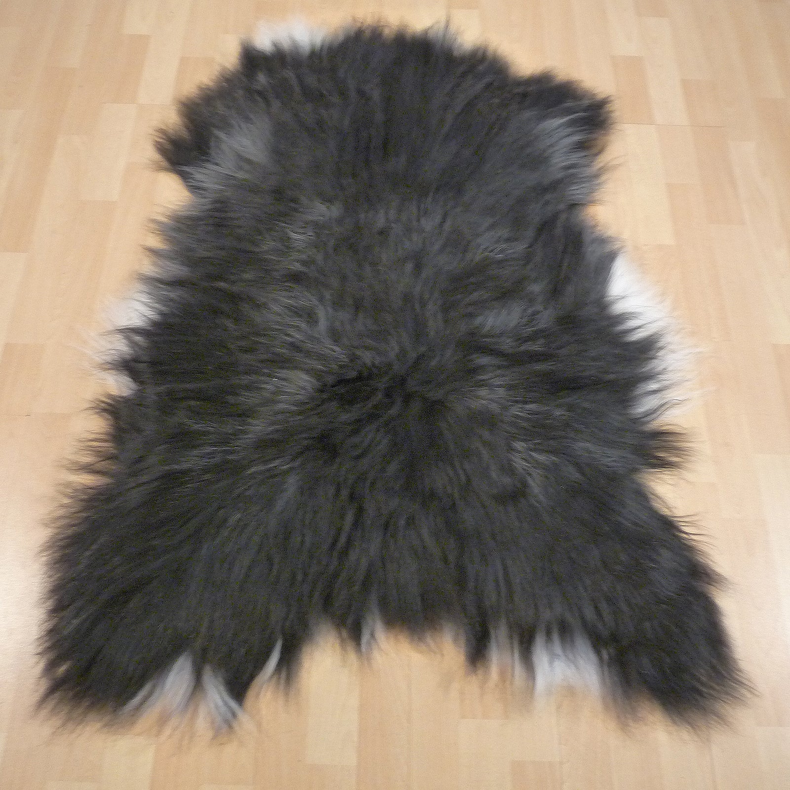 Exklusives Unikat Islandschaffell schwarz - weiß 135x90cm #14777