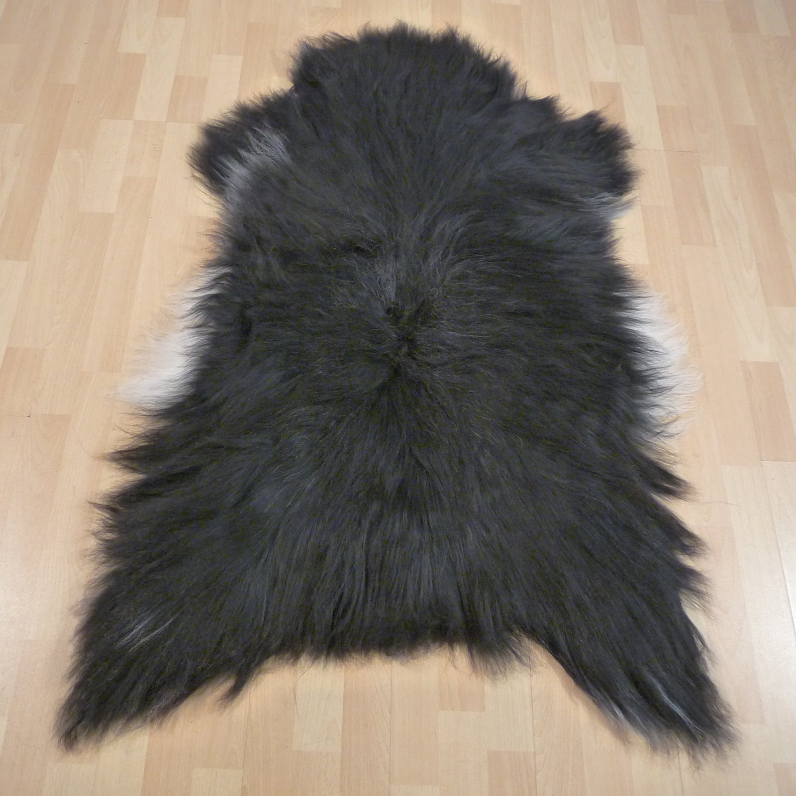 Exklusives Unikat Islandschaffell schwarz - weiß 140x90cm #14778