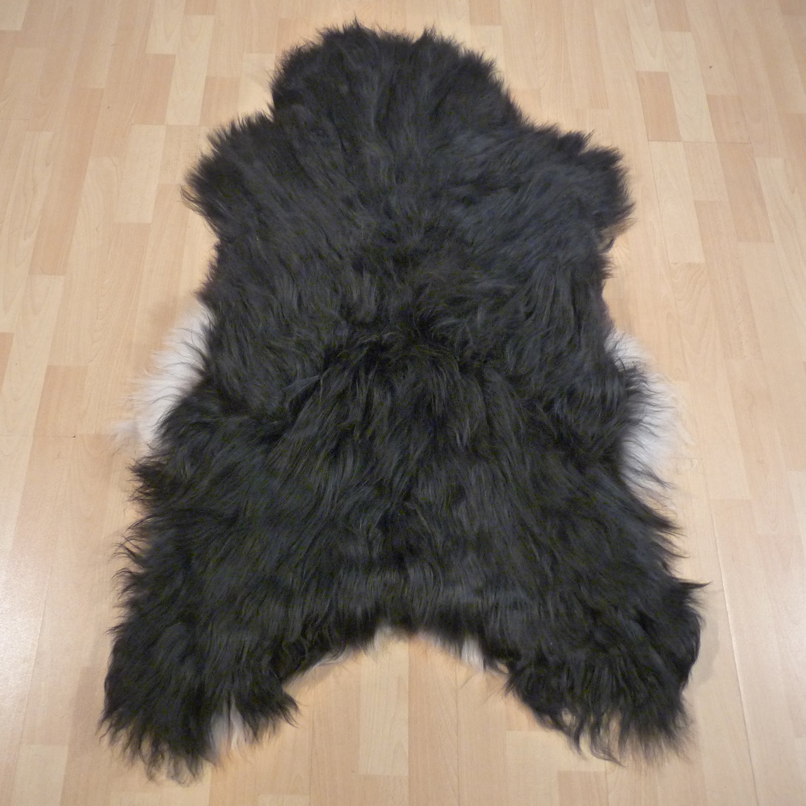 Exklusives Unikat Islandschaffell schwarz - weiß 140x85cm #14782