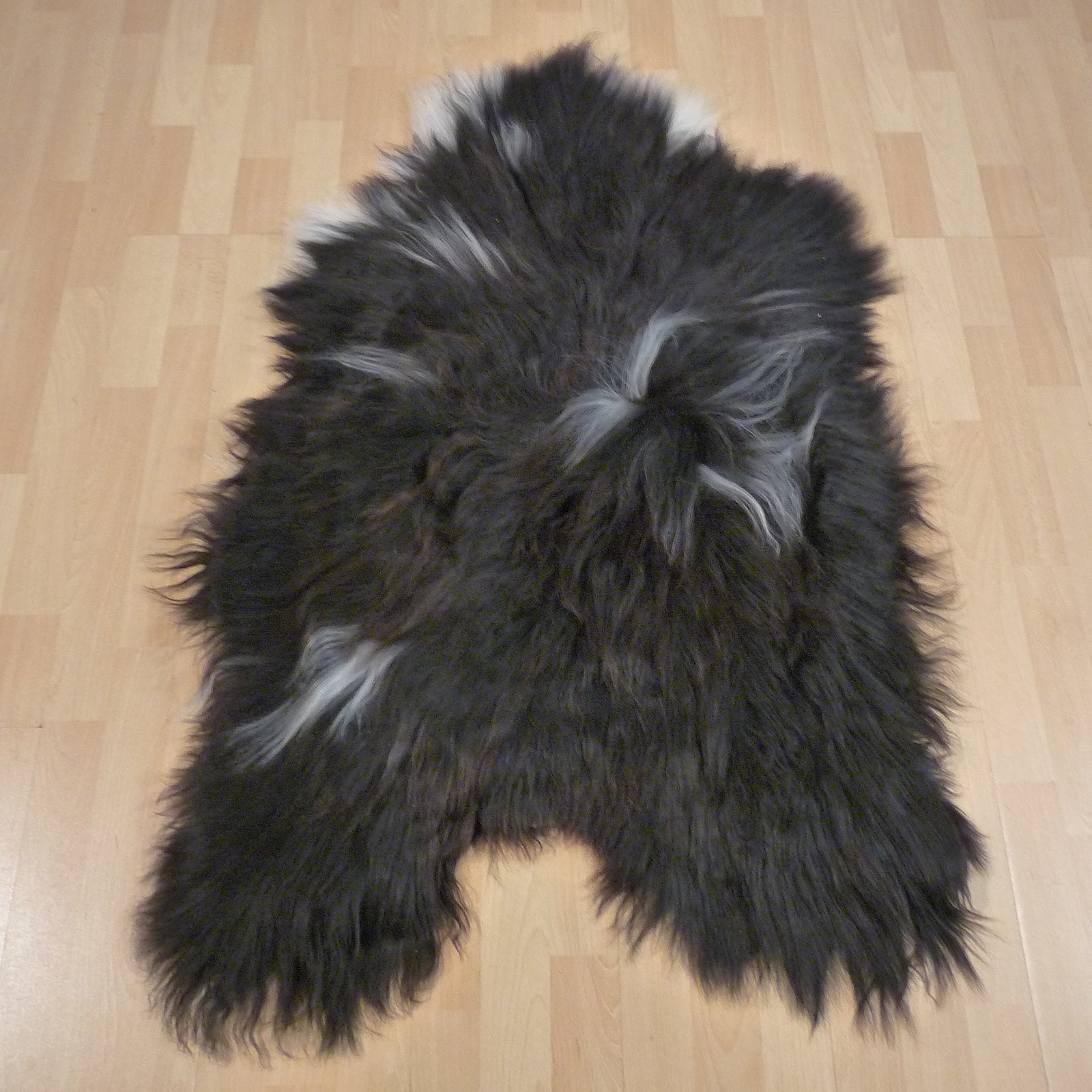 Exklusives Unikat Islandschaffell schwarz - weiß 130x85cm #14787