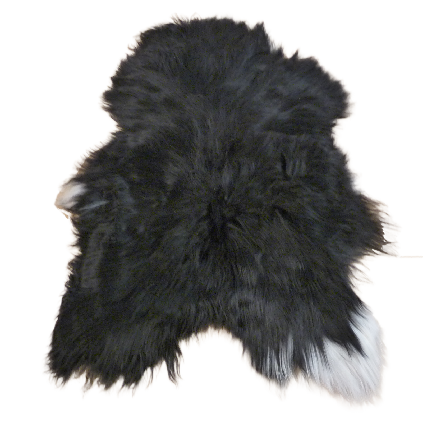Exklusives Unikat Islandschaffell schwarz - weiß 125x85cm #14789