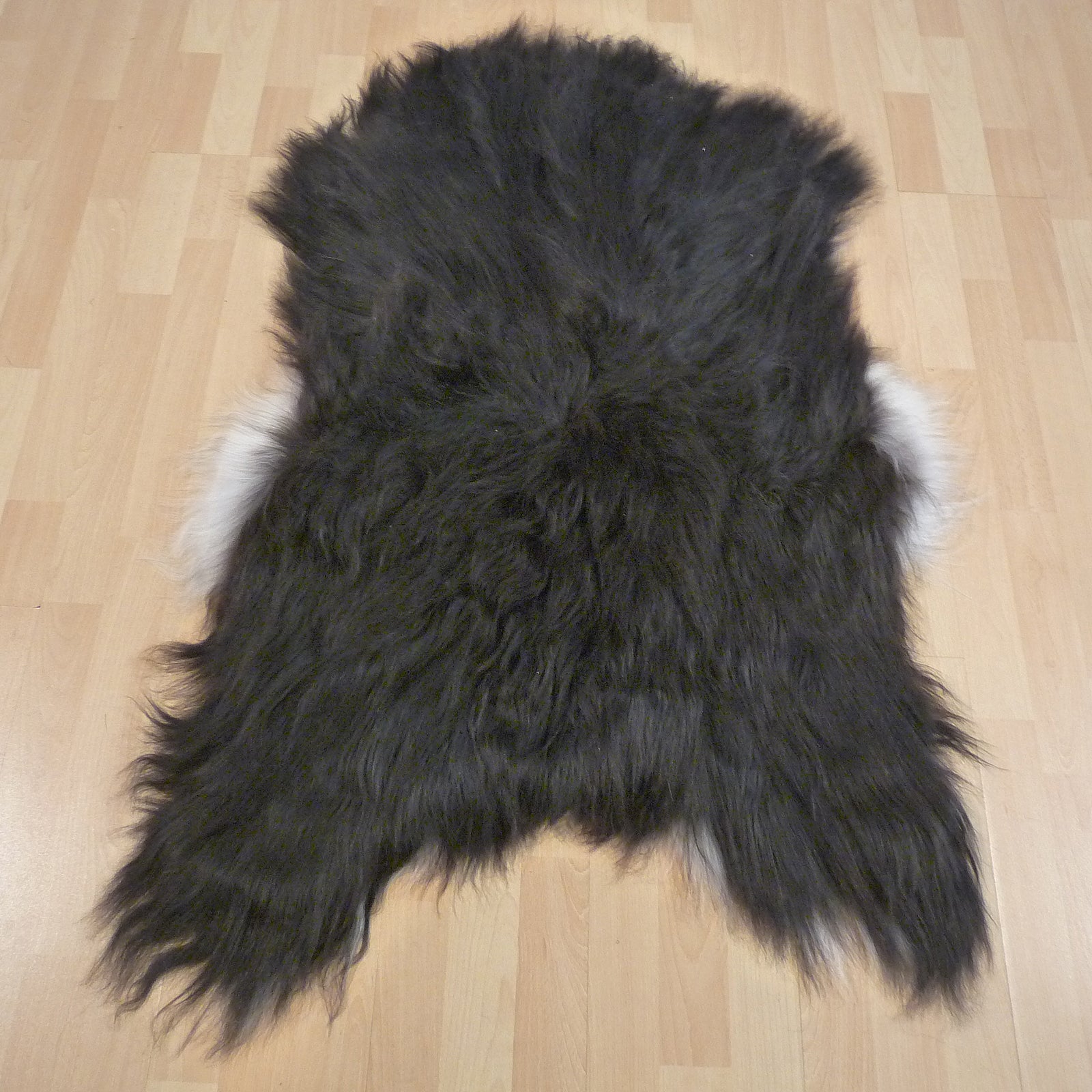 Exklusives Unikat Islandschaffell schwarz - weiß 130x90cm #14794