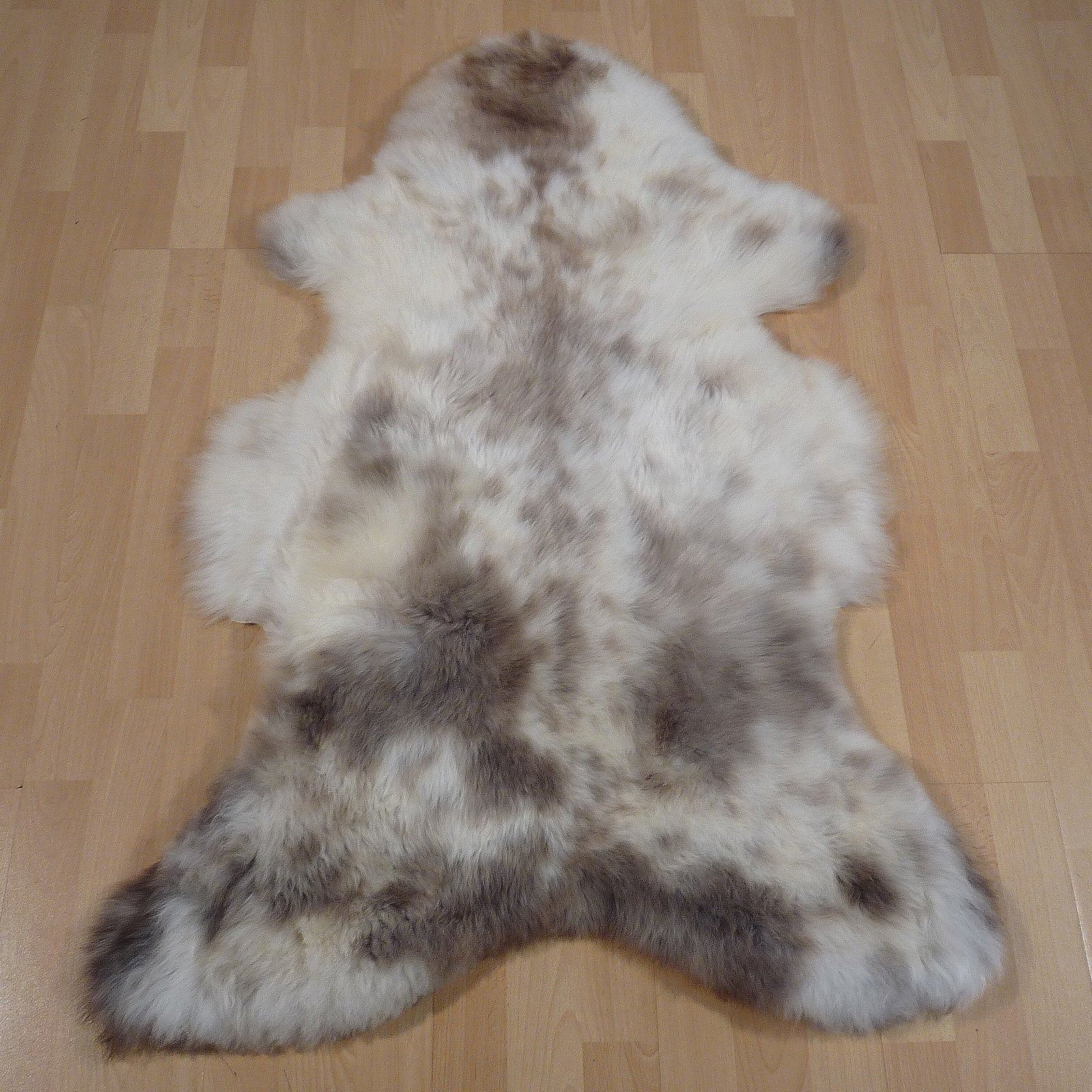 Exklusives Unikat Schaffell weiß - grau - braun 125x80cm #14800