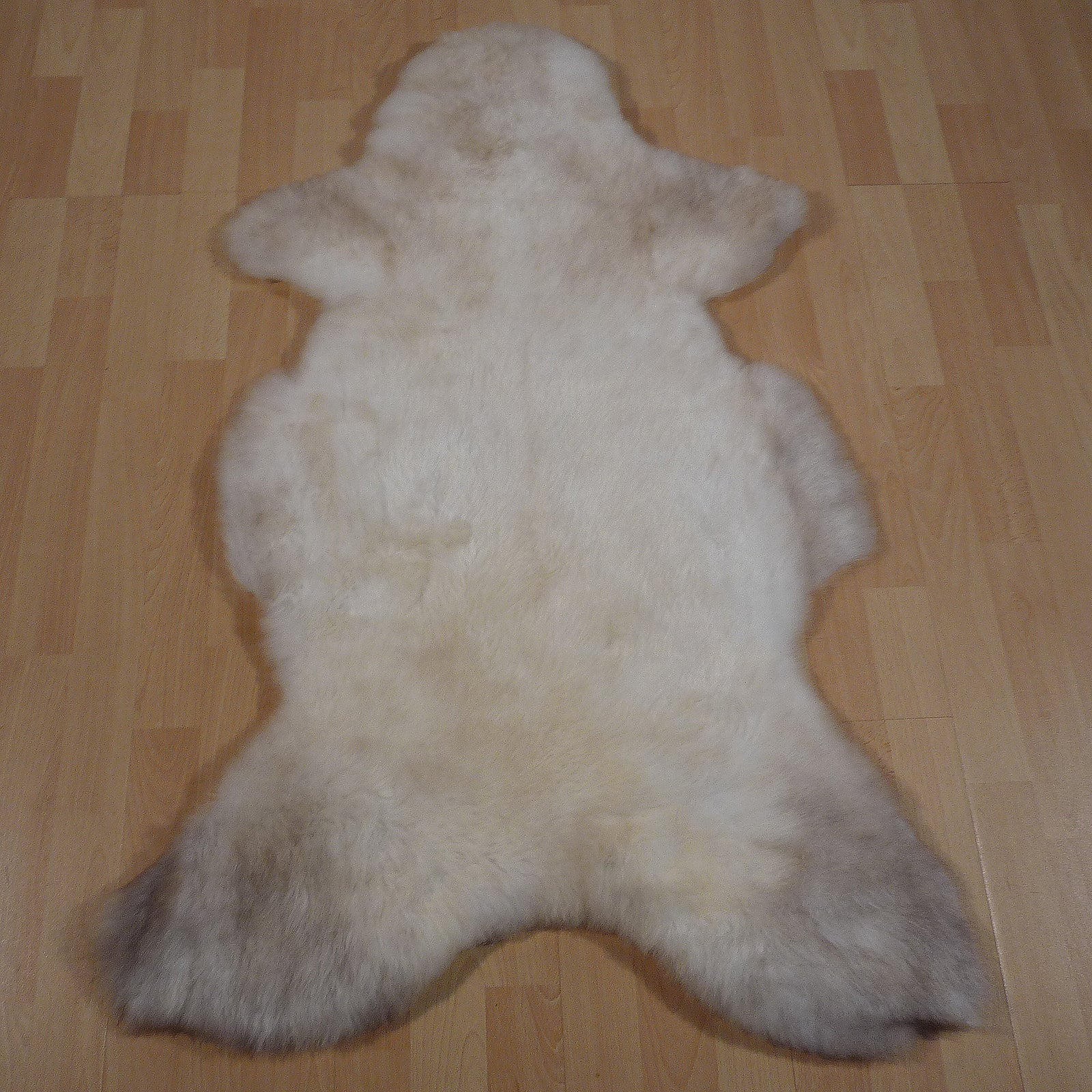 Exklusives Unikat Schaffell weiß - grau - braun 120x80cm #14810