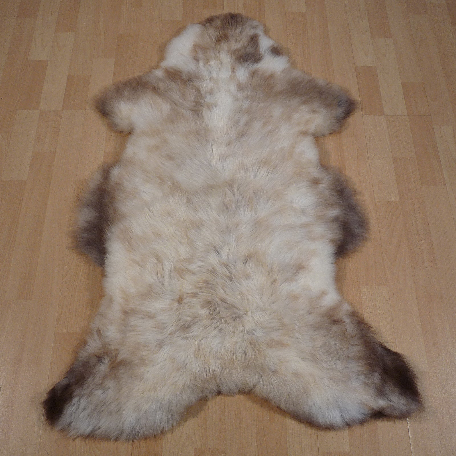 Exklusives Unikat Schaffell weiß - grau - braun 120x80cm #14823