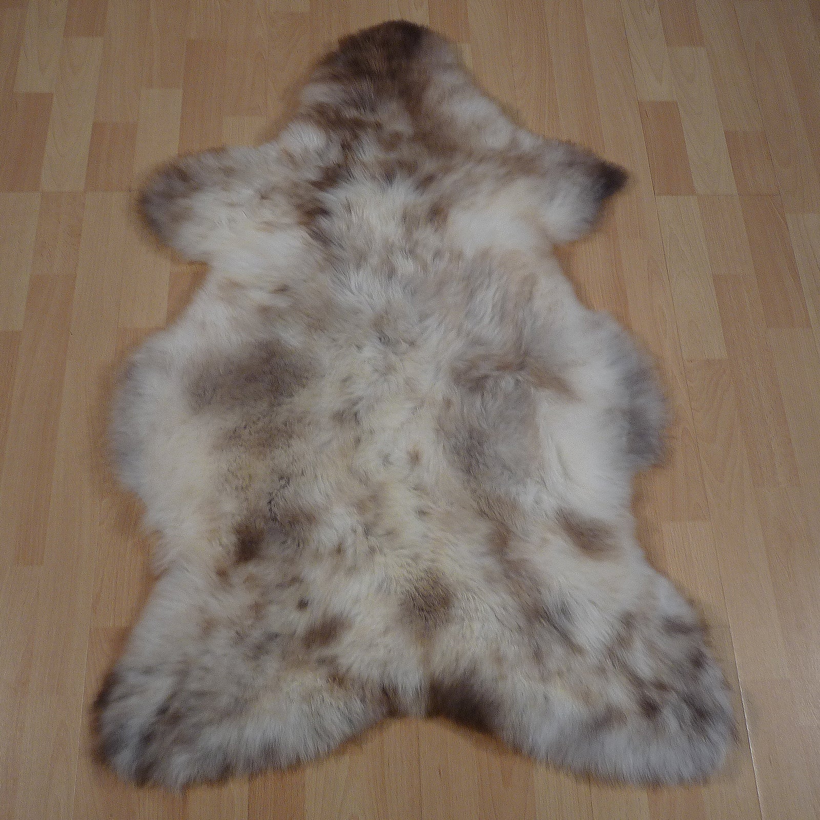 Exklusives Unikat Lammfell weiß -  braun 115x75cm #14828