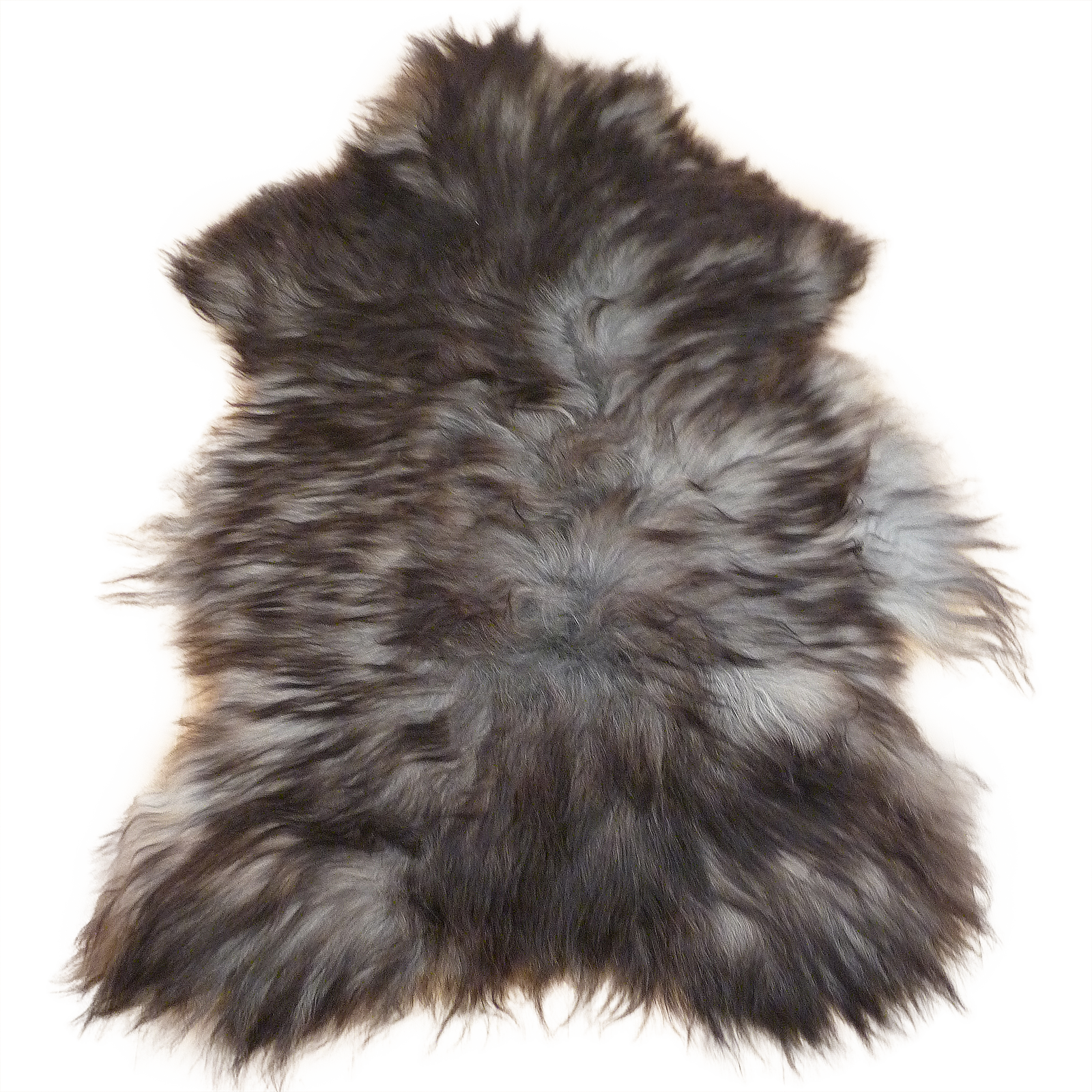 Exklusives Unikat Islandschaffell schwarz - grau - braun 125x90cm #14871