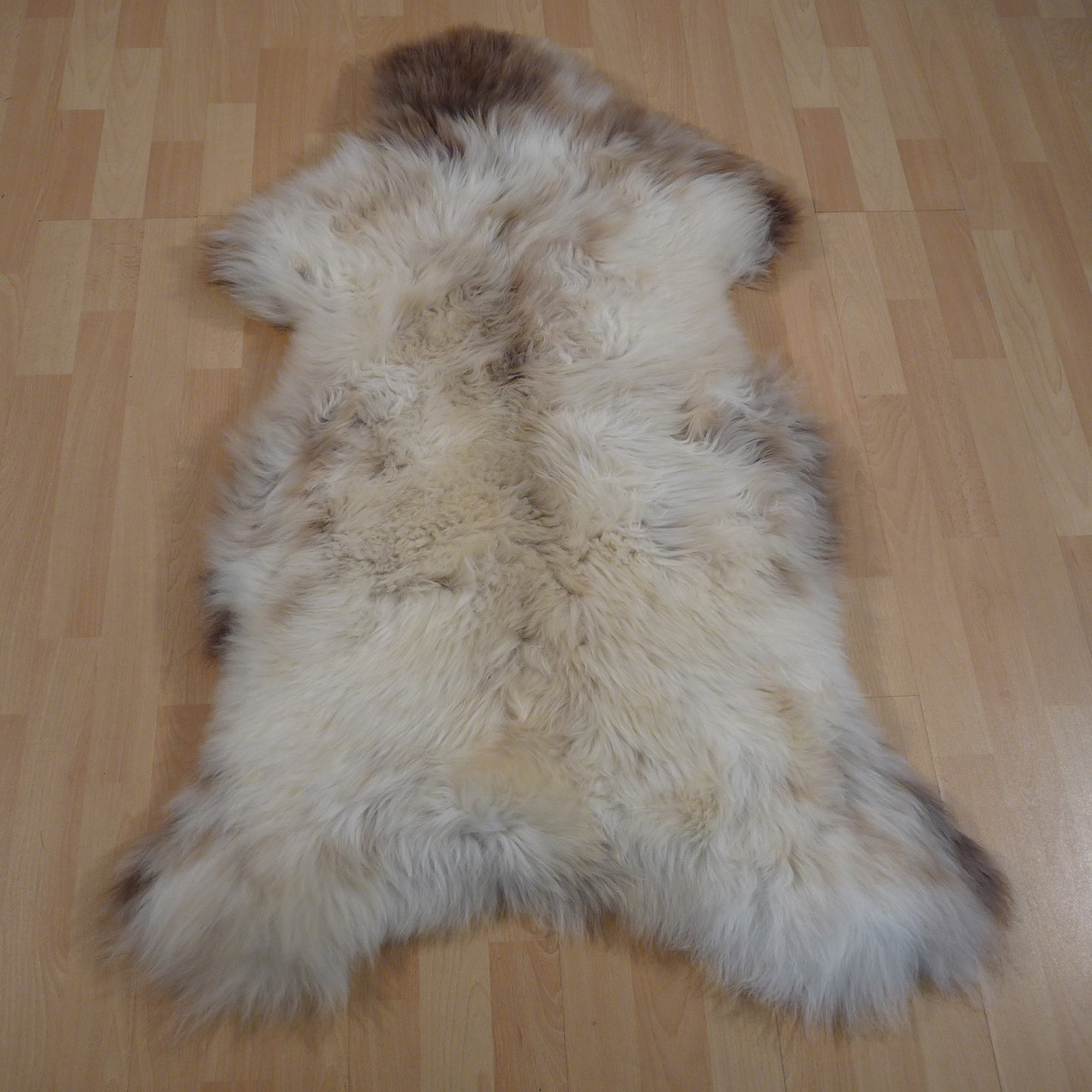 Exklusives Unikat Schaffell weiß - grau - hellbraun 125x75cm #15253
