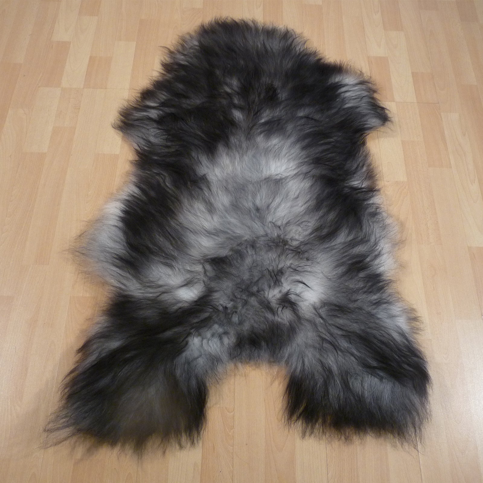 Exklusives Unikat Islandschaffell grau - schwarz 125x80cm #15272