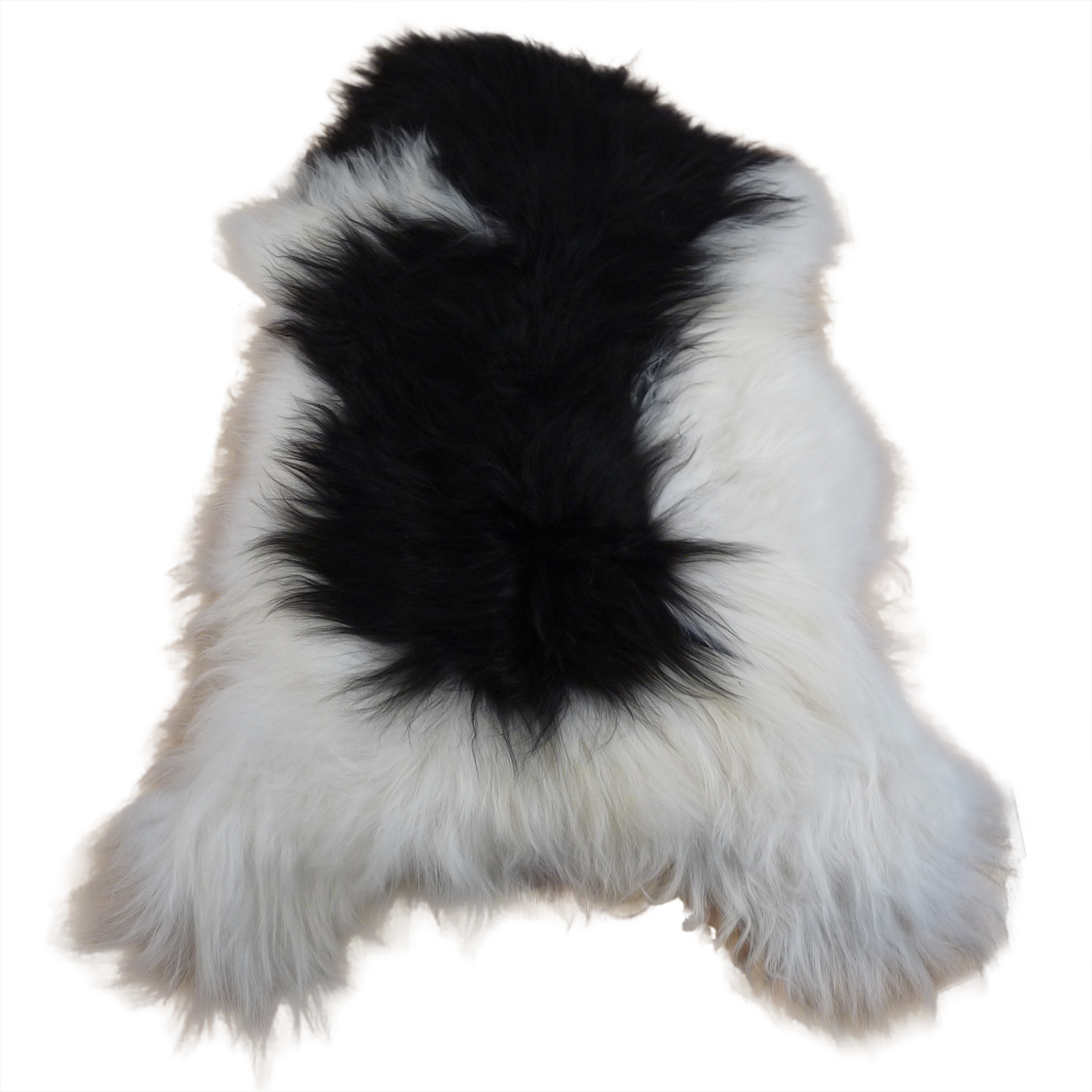 Exklusives Unikat Islandschaffell schwarz - weiß 140x85cm #15294