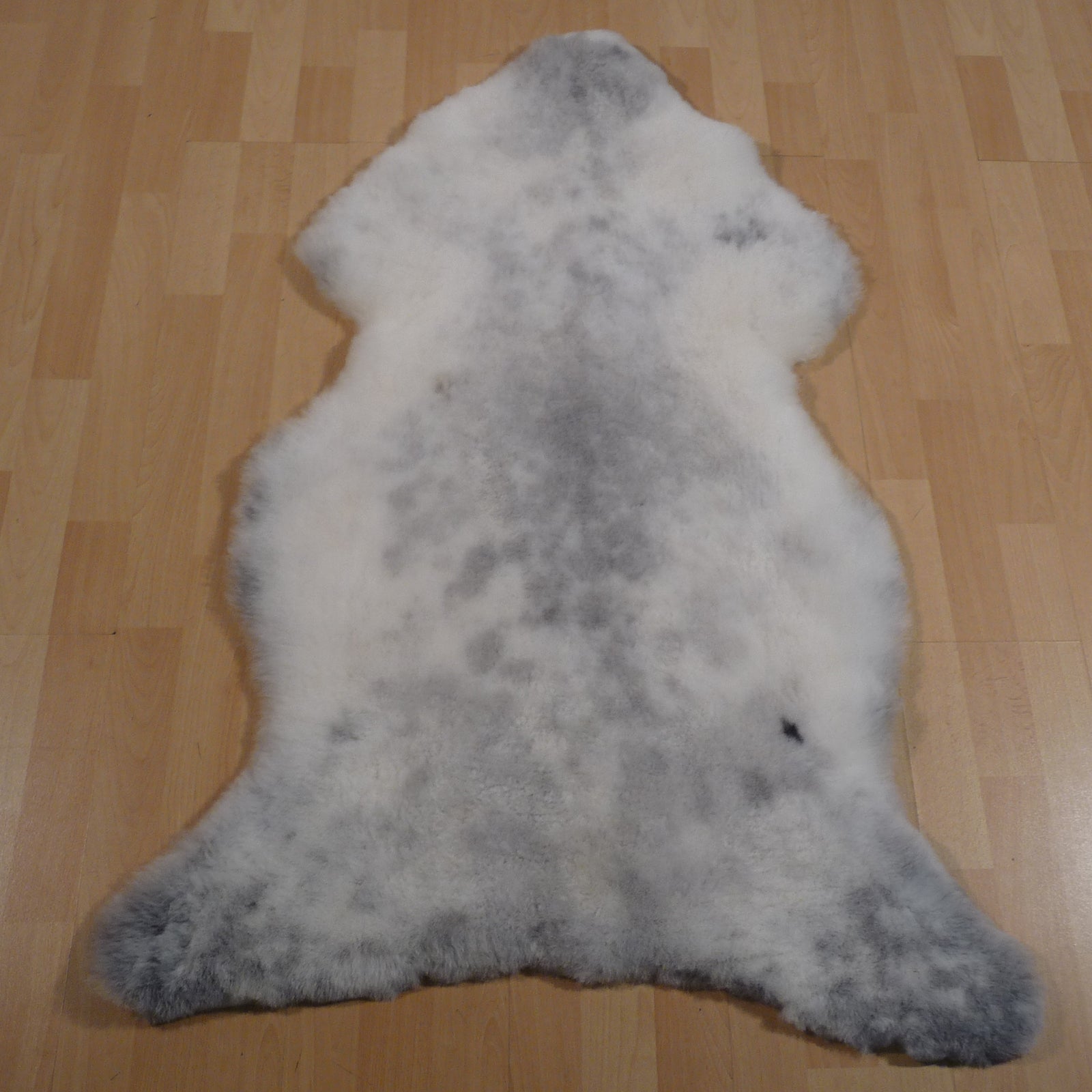 Exklusives Unikat Kurzhaar Lammfell weiss - grau 120x70cm #15679