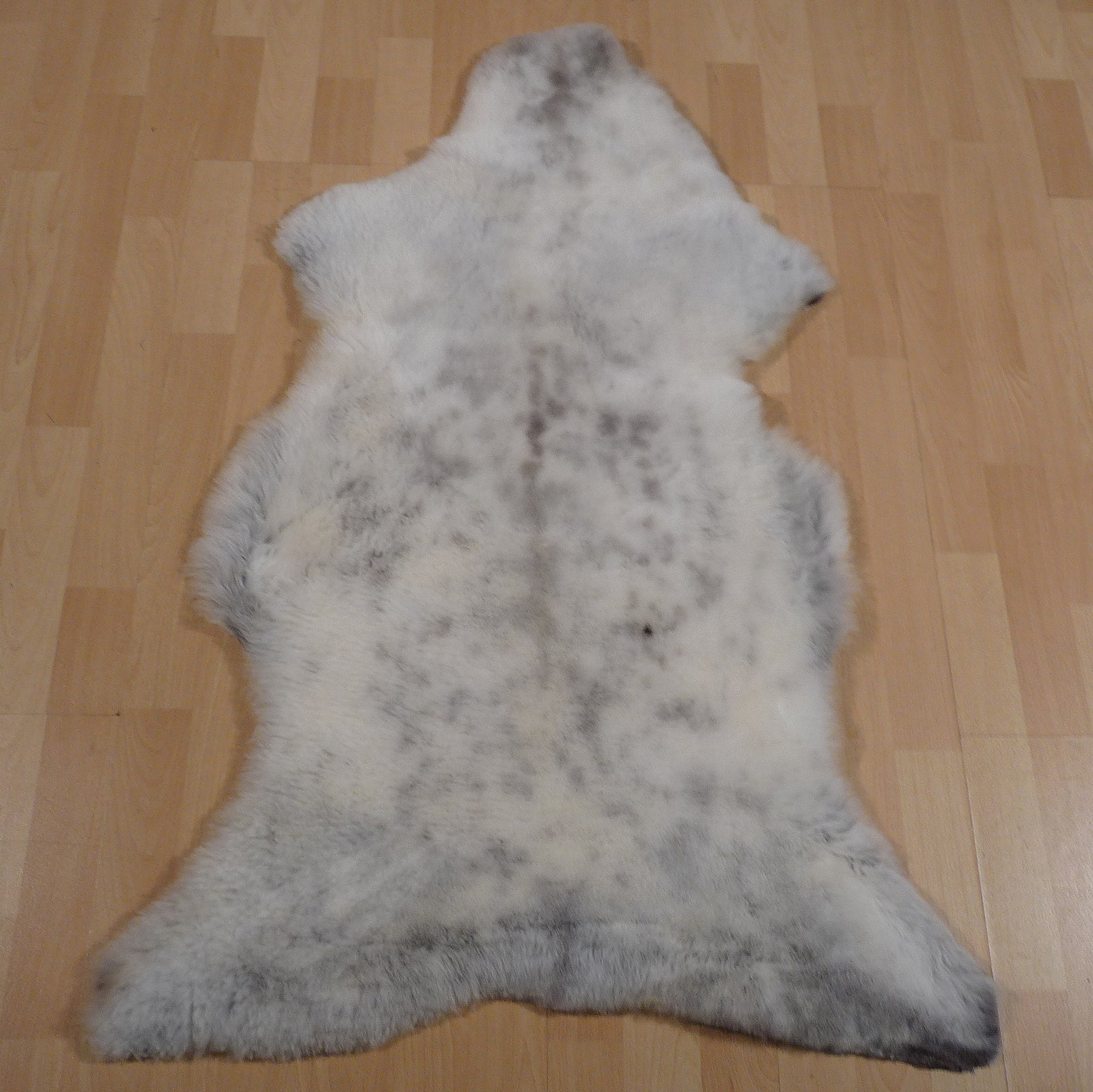 Exklusives Unikat Kurzhaar Lammfell weiss - grau 115x65cm #15734