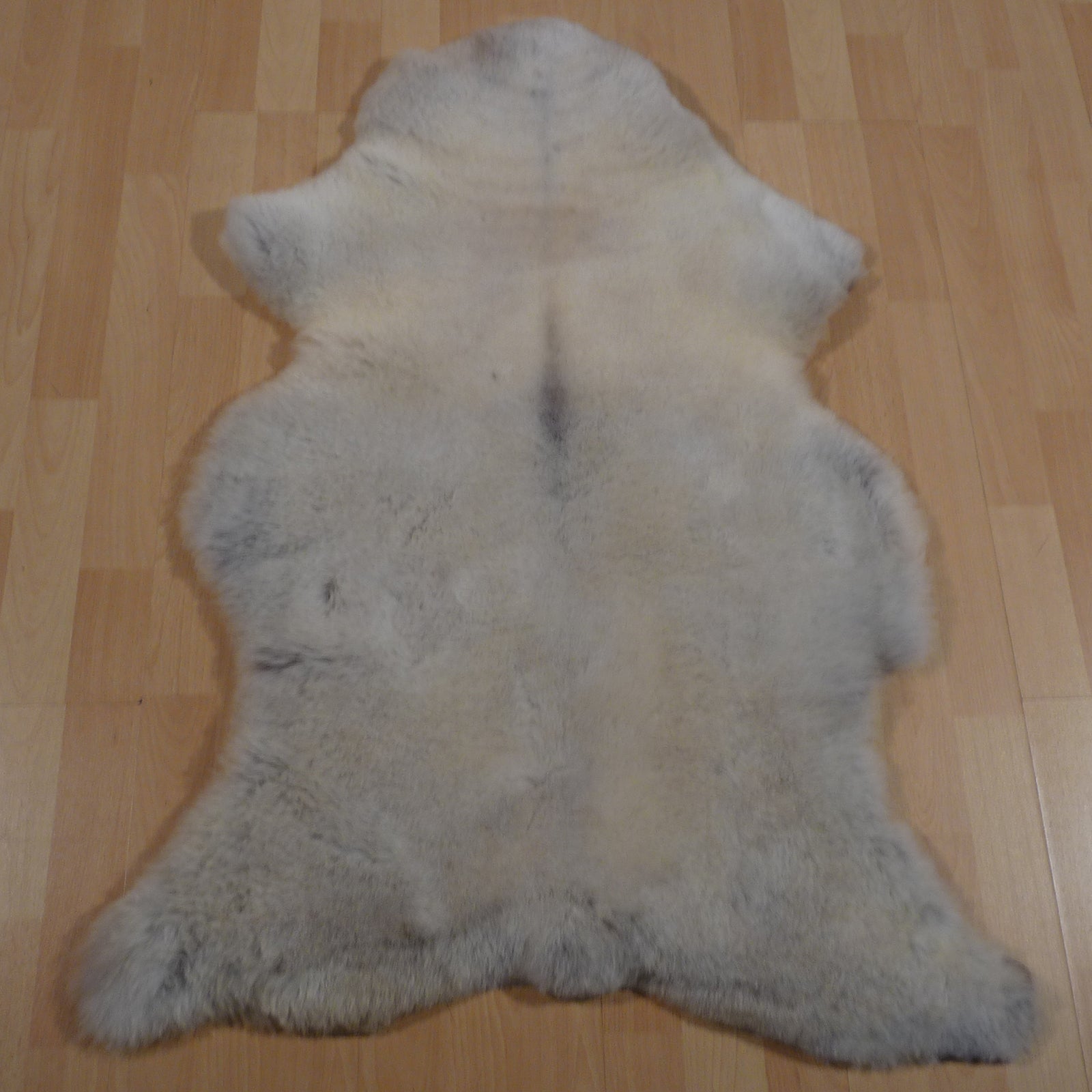 Exklusives Unikat Kurzhaar Lammfell weiss - grau 105x70cm #15736