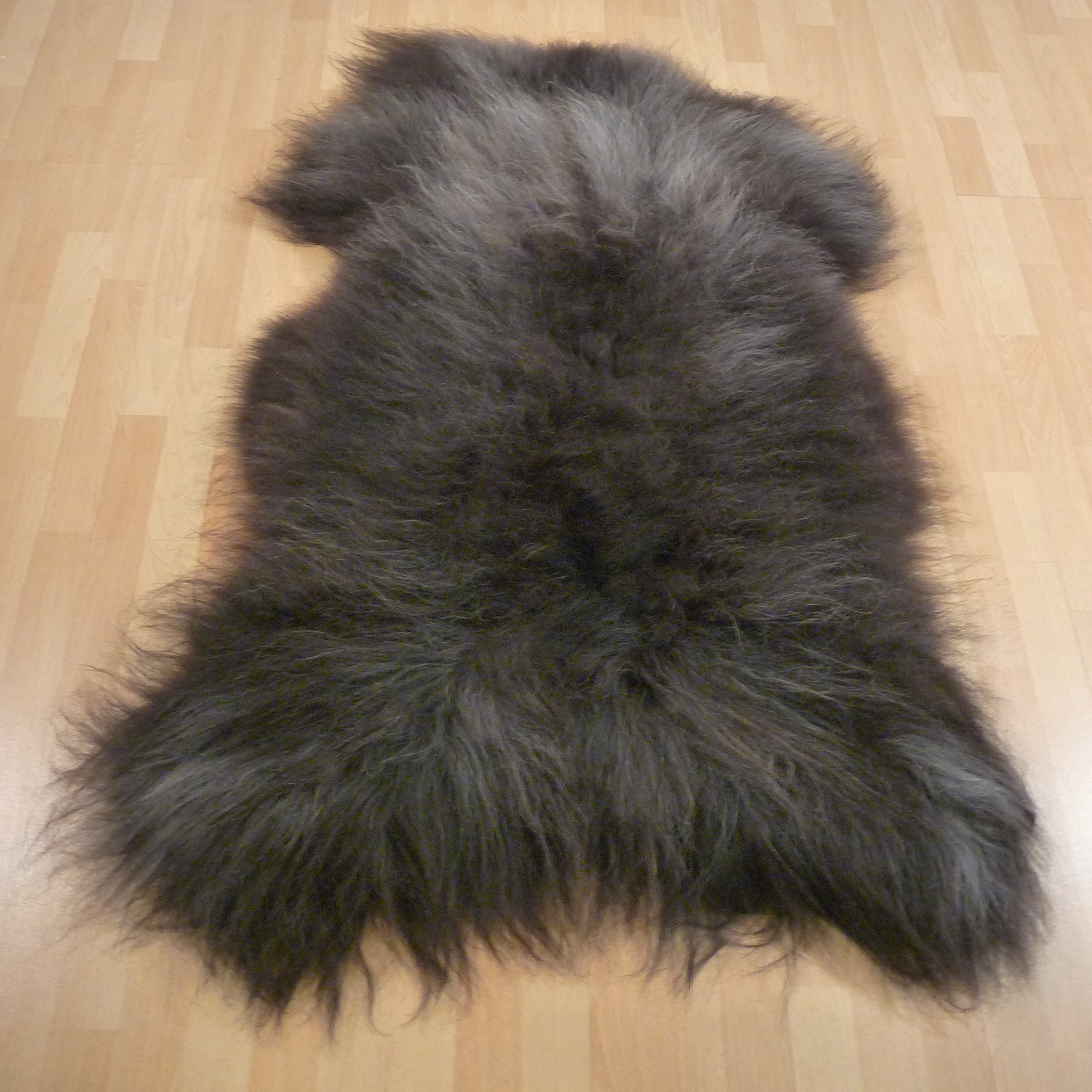 Exklusives Unikat Islandschaffell schwarz - grau 145x90cm #15756