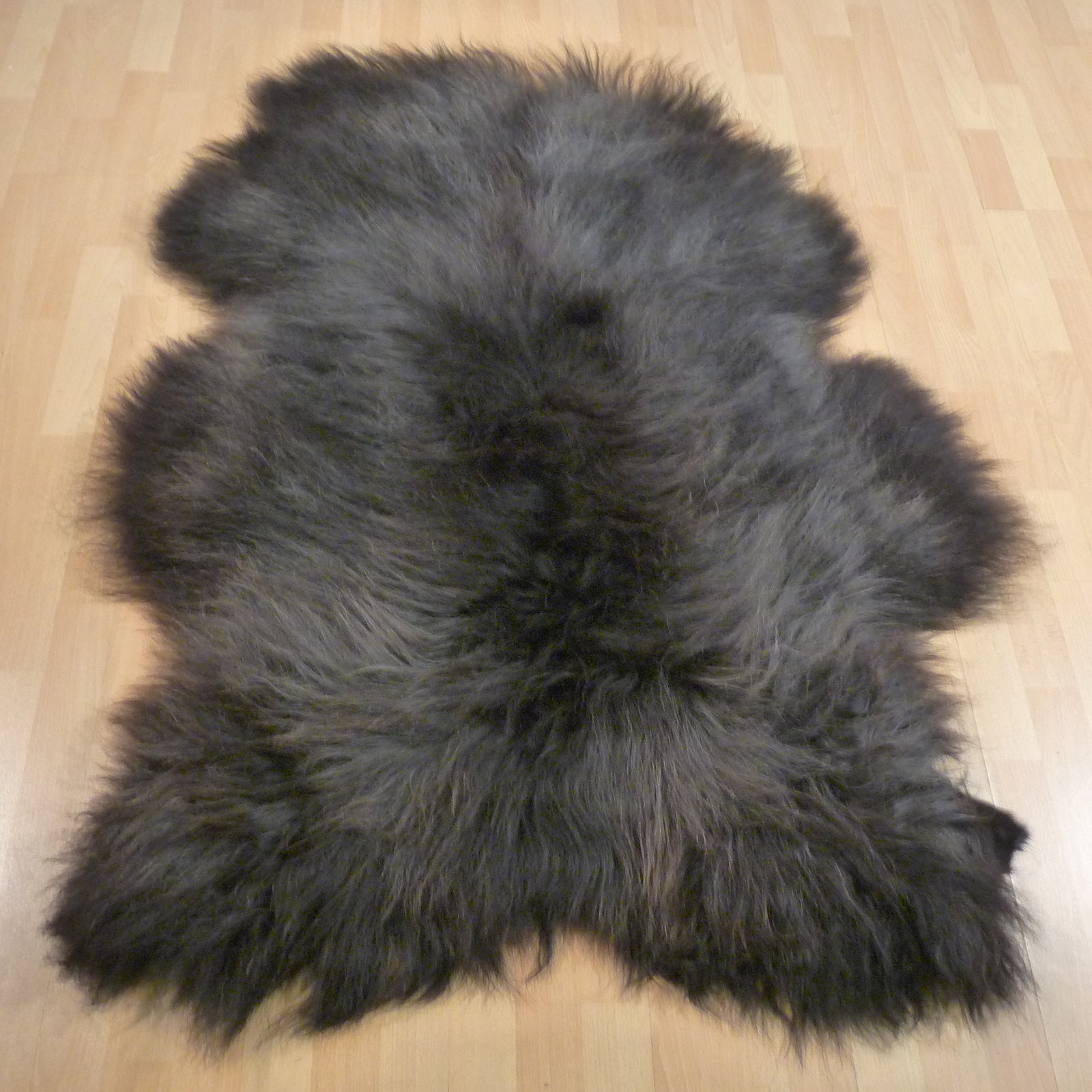 Exklusives Unikat Islandschaffell schwarz - grau 145x110cm #15757