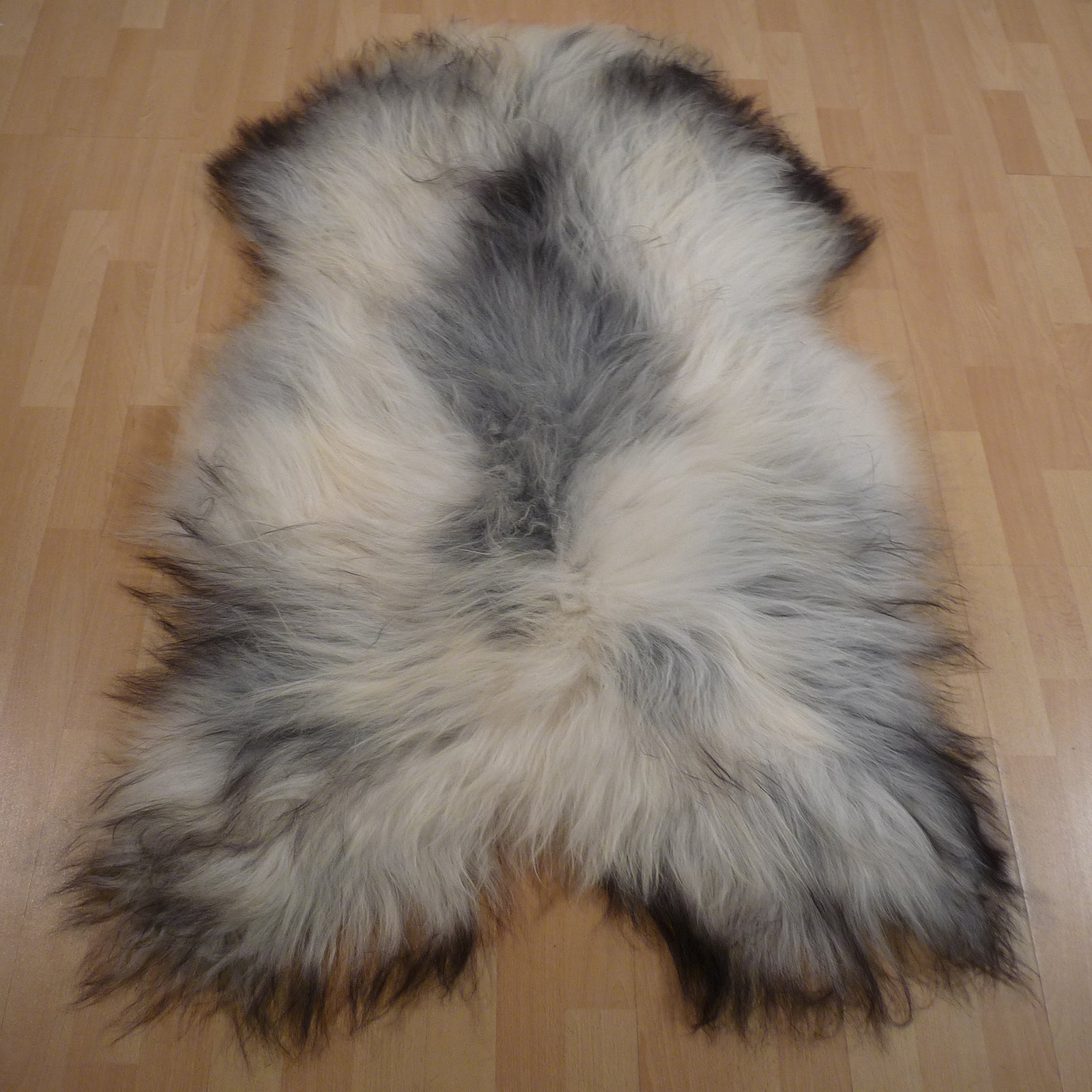 Exklusives Unikat Islandschaffell schwarz - grau 145x90cm #15760