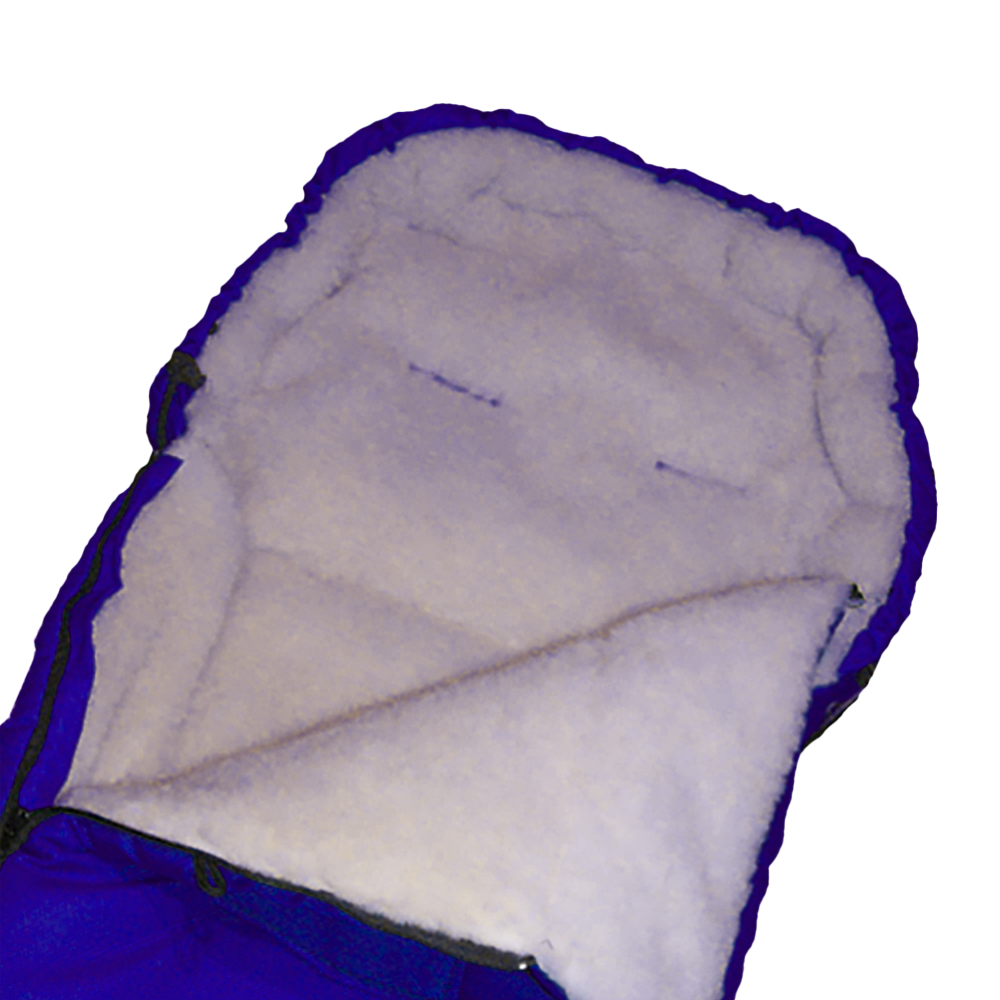 Baby Universal Fußsack mit echter Lammwoll-Fütterung blau