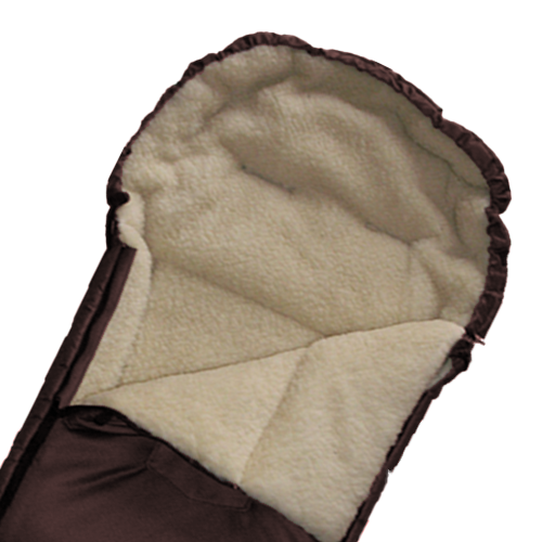 Baby Universal Fußsack mit echter Lammwoll-Fütterung braun