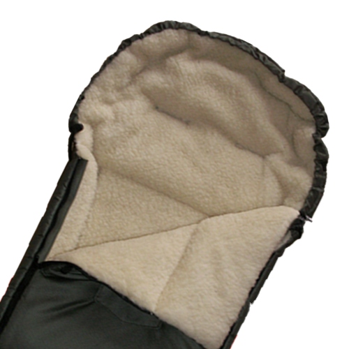 Baby Universal Fußsack mit echter Lammwoll-Fütterung dunkelgrün