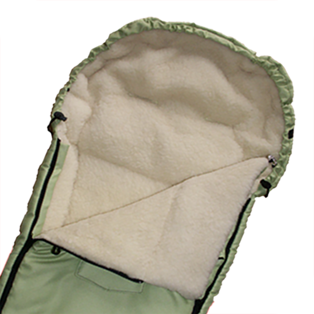 Baby Universal Fußsack mit echter Lammwoll-Fütterung hellgrün