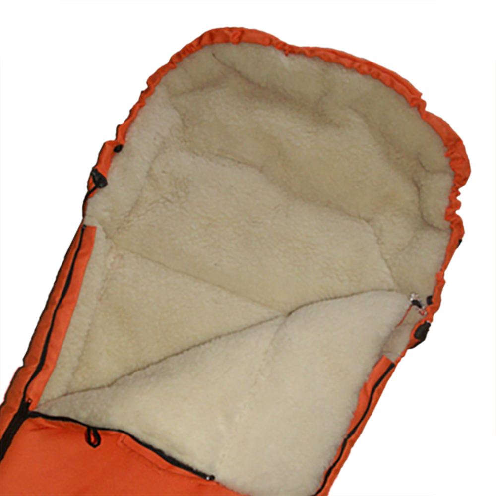 Baby Universal Fußsack mit echter Lammwoll-Fütterung orange