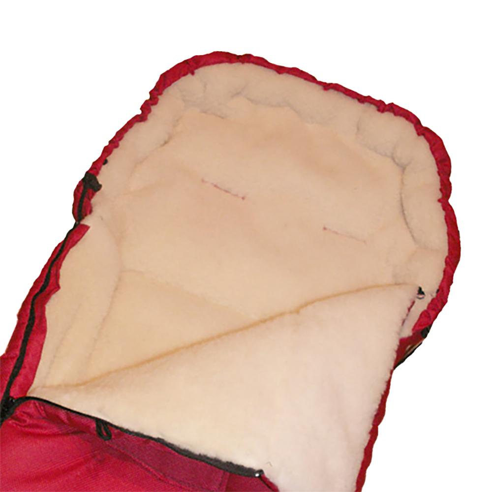 Baby Universal Fußsack mit echter Lammwoll-Fütterung rot