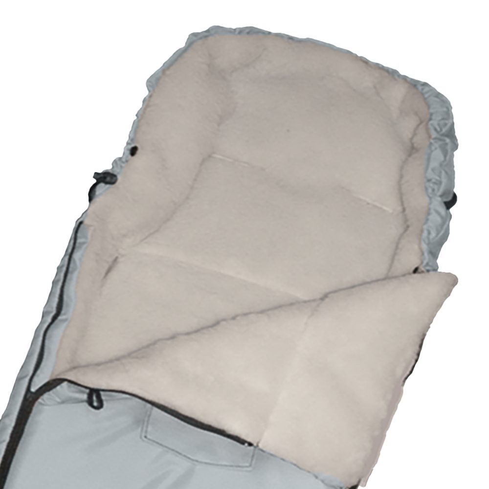 Baby Universal Fußsack mit echter Lammwoll-Fütterung weiß