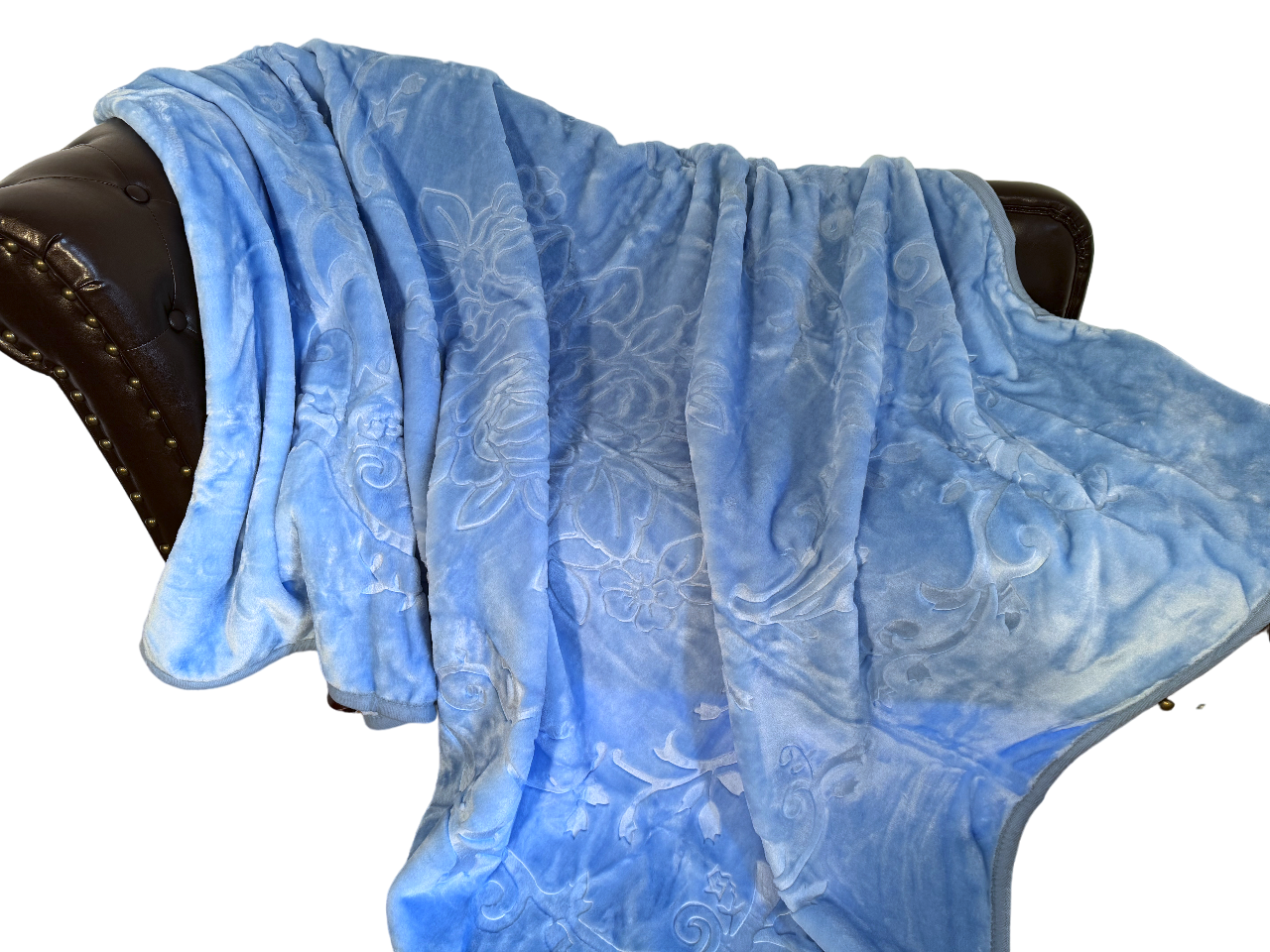 Kuscheldecke Tagesdecke Wohndecke im Luxus-Design hellblau