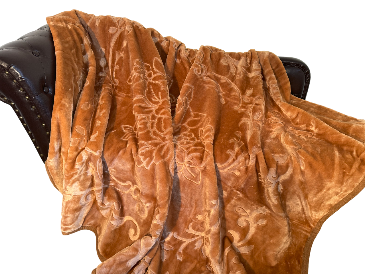 Kuscheldecke Tagesdecke Wohndecke im Luxus-Design hellbraun