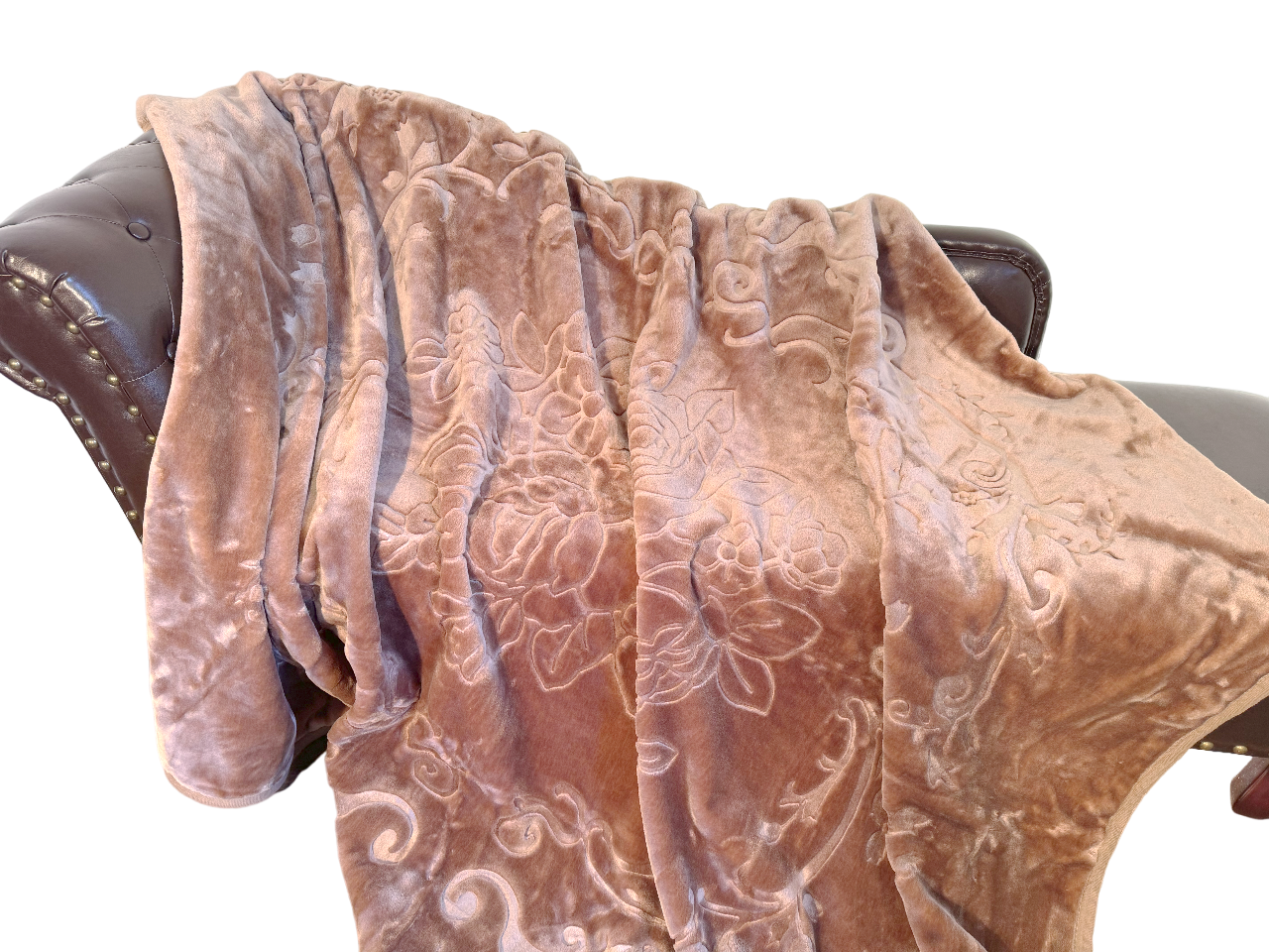 Kuscheldecke Tagesdecke Wohndecke im Luxus-Design mandelbraun