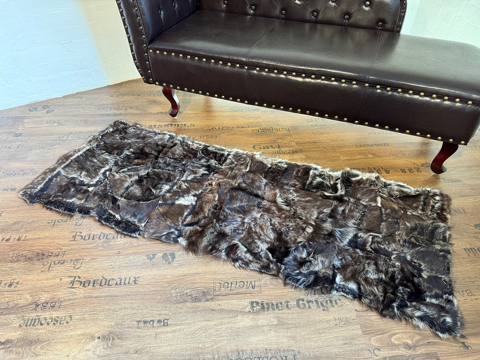 Echter Pelzläufer PL-231 Fellläufer Lammfellläufer 160x60cm schwarz braun
