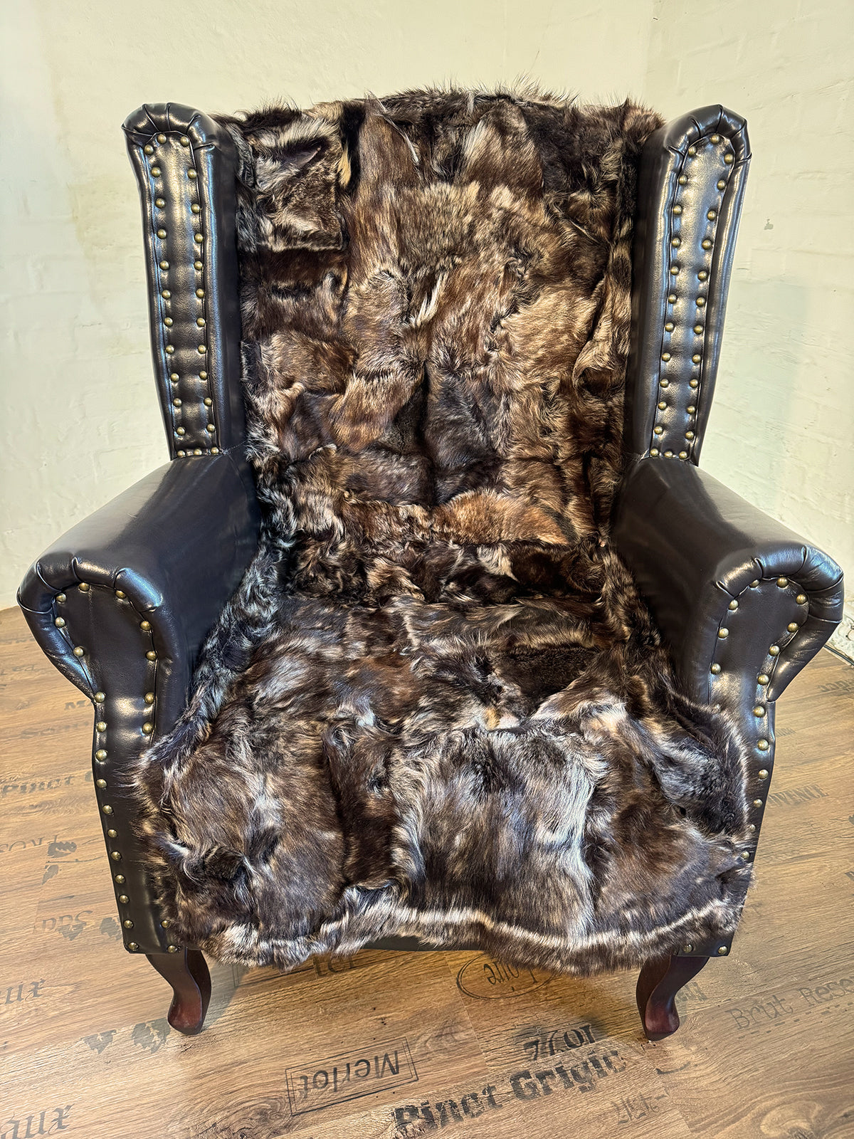 Echter Pelzläufer PL-231 Fellläufer Lammfellläufer 160x60cm schwarz braun