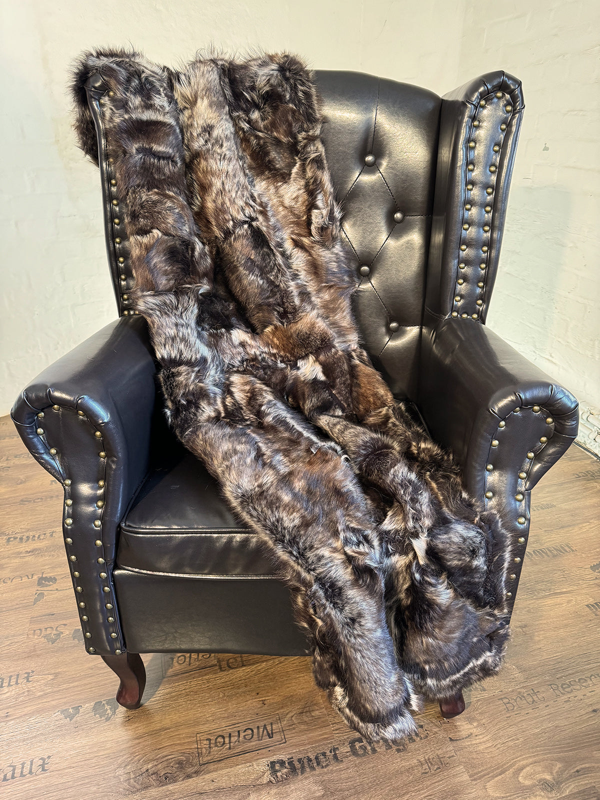 Echter Pelzläufer PL-231 Fellläufer Lammfellläufer 160x60cm schwarz braun