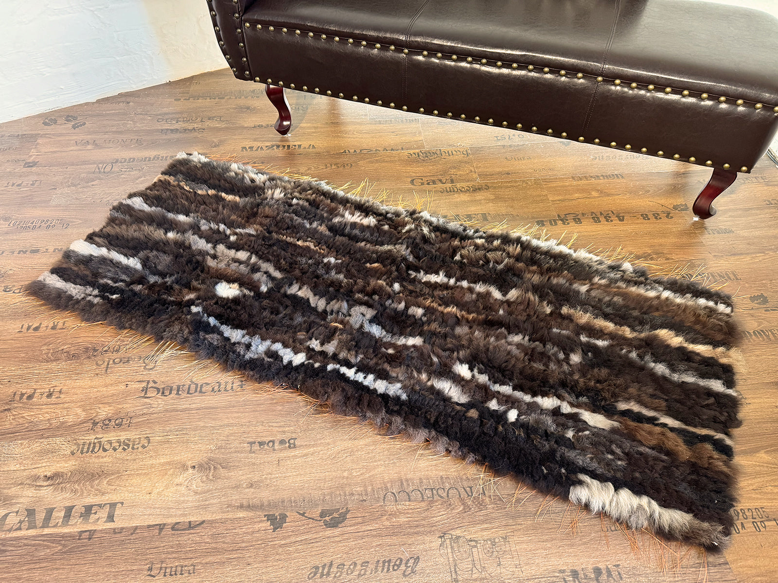Echter Pelzläufer PL-250 Fellläufer Lammfellläufer 160x60cm braun weiß