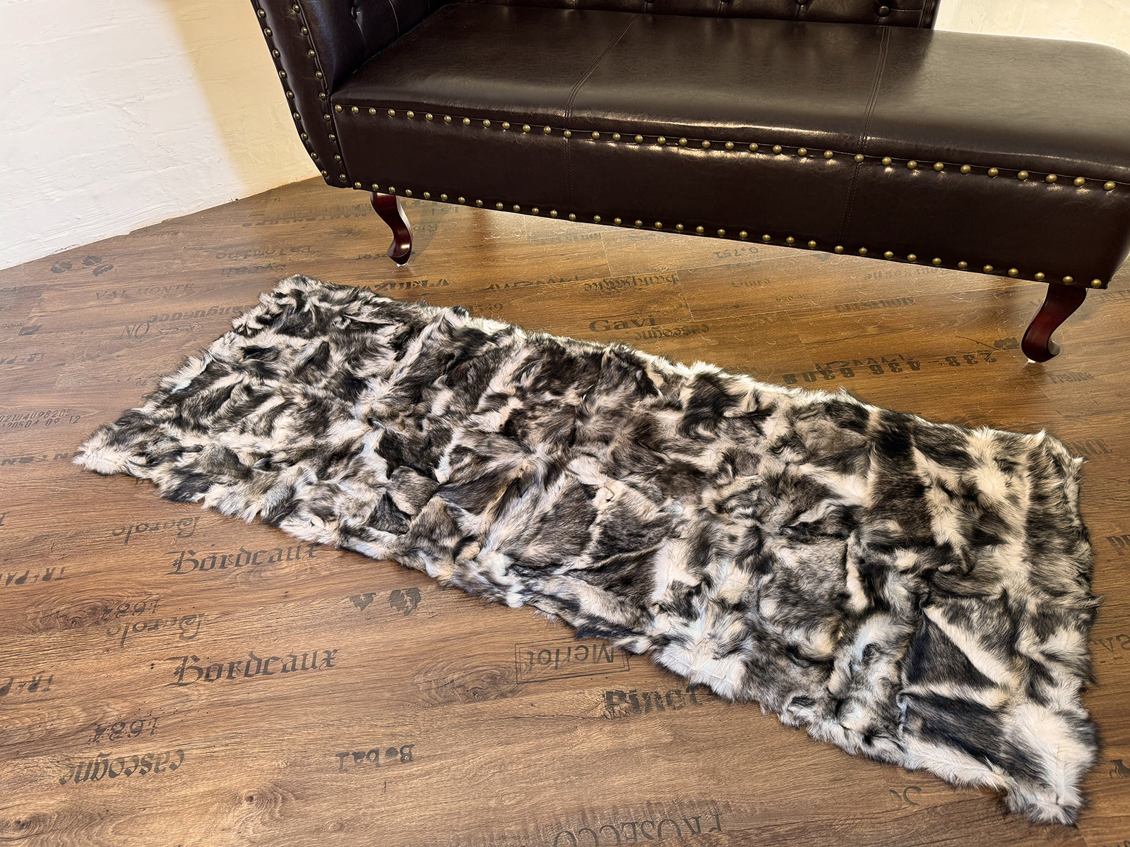Echter Pelzläufer PL-261 Fellläufer Lammfellläufer 160x60cm taupe weiß schwarz