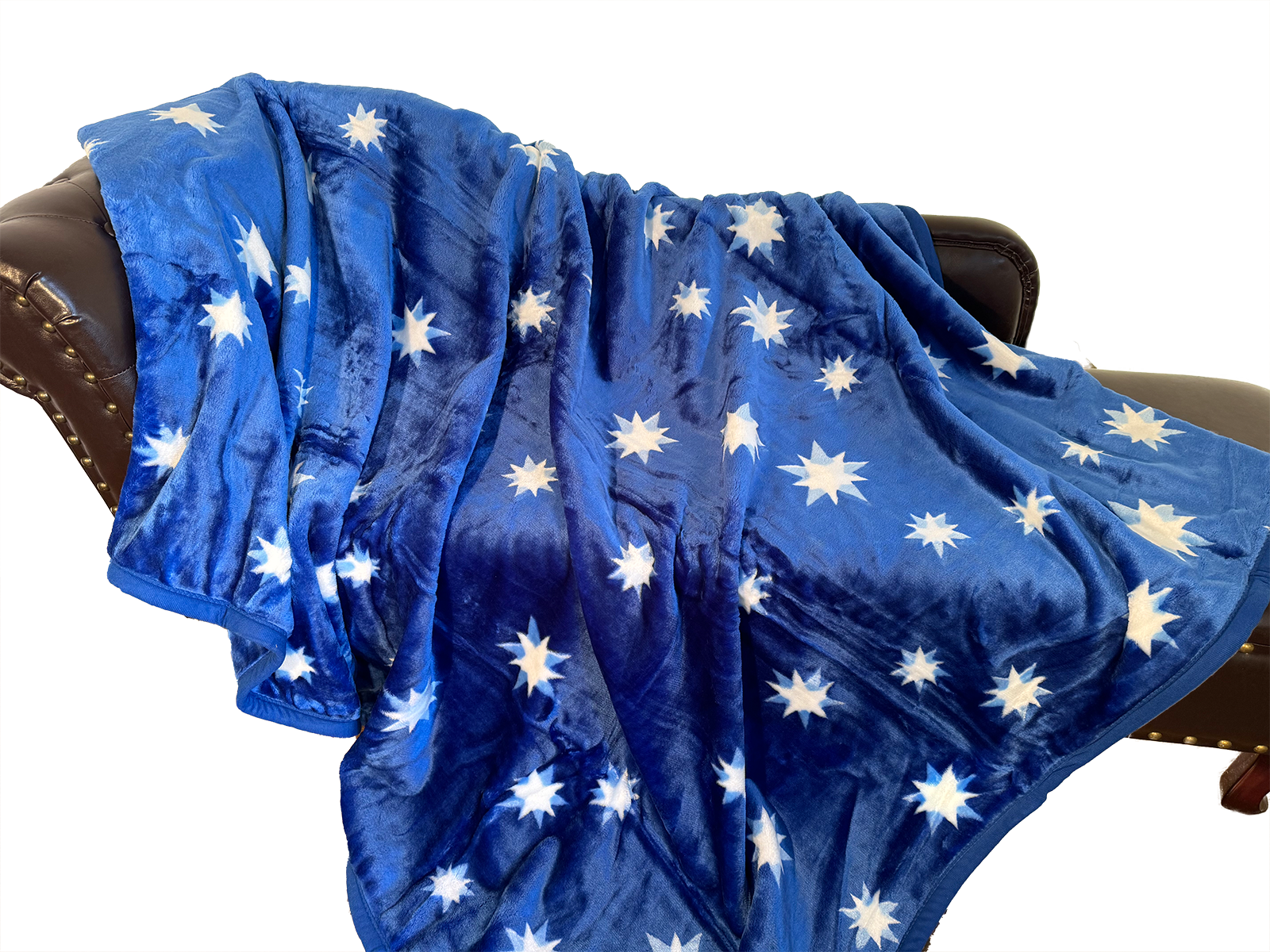 Kuscheldecke Tagesdecke Wohndecke Motiv Sterne blau