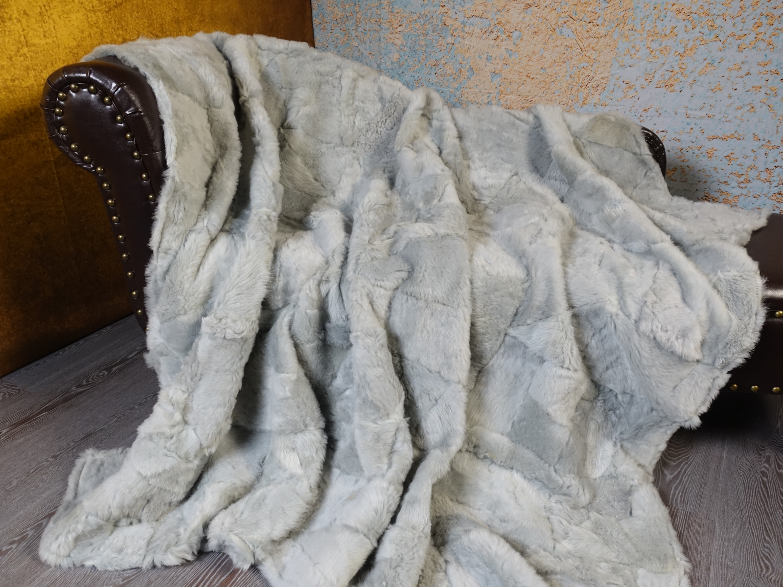 Echte Pelzdecke Felldecke Lammfelldecke 160x200cm silbergrau
