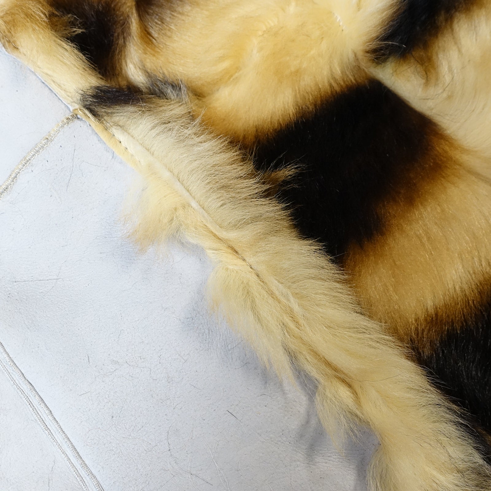 Echter Pelzläufer PL-279 Fellläufer Lammfellläufer 160x60cm blond - schwarz