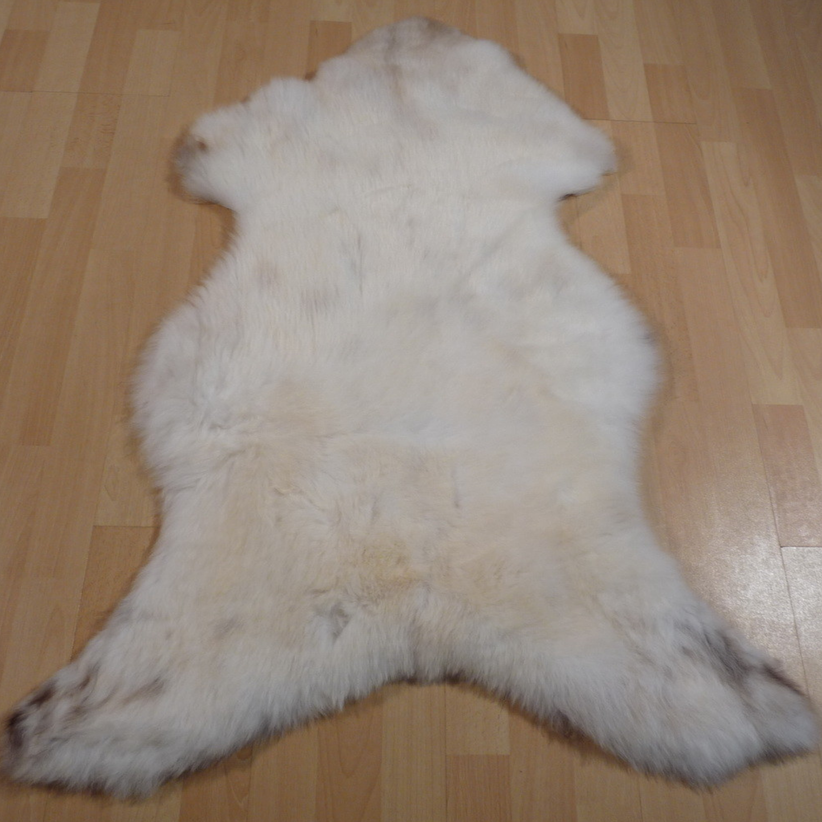 Exklusives Unikat Lammfell weiß - braun 110x80cm #11320