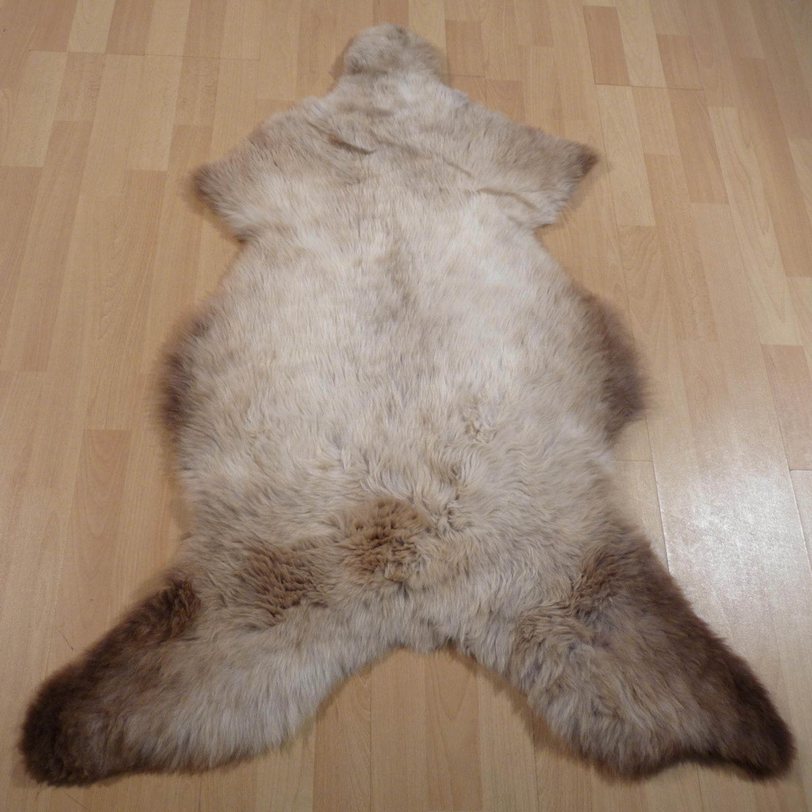 Exklusives Unikat Lammfell braun - weiß 110x90cm #11339
