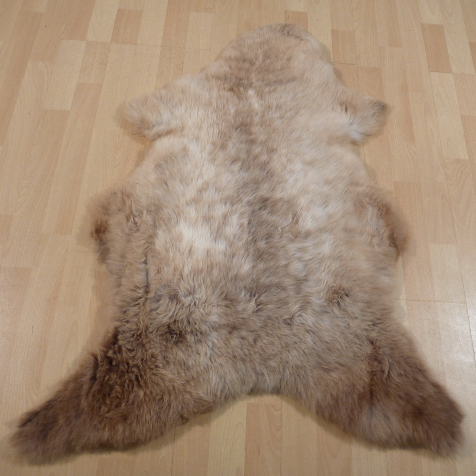 Exklusives Unikat Lammfell braun - weiß - beige 110x80cm #11387