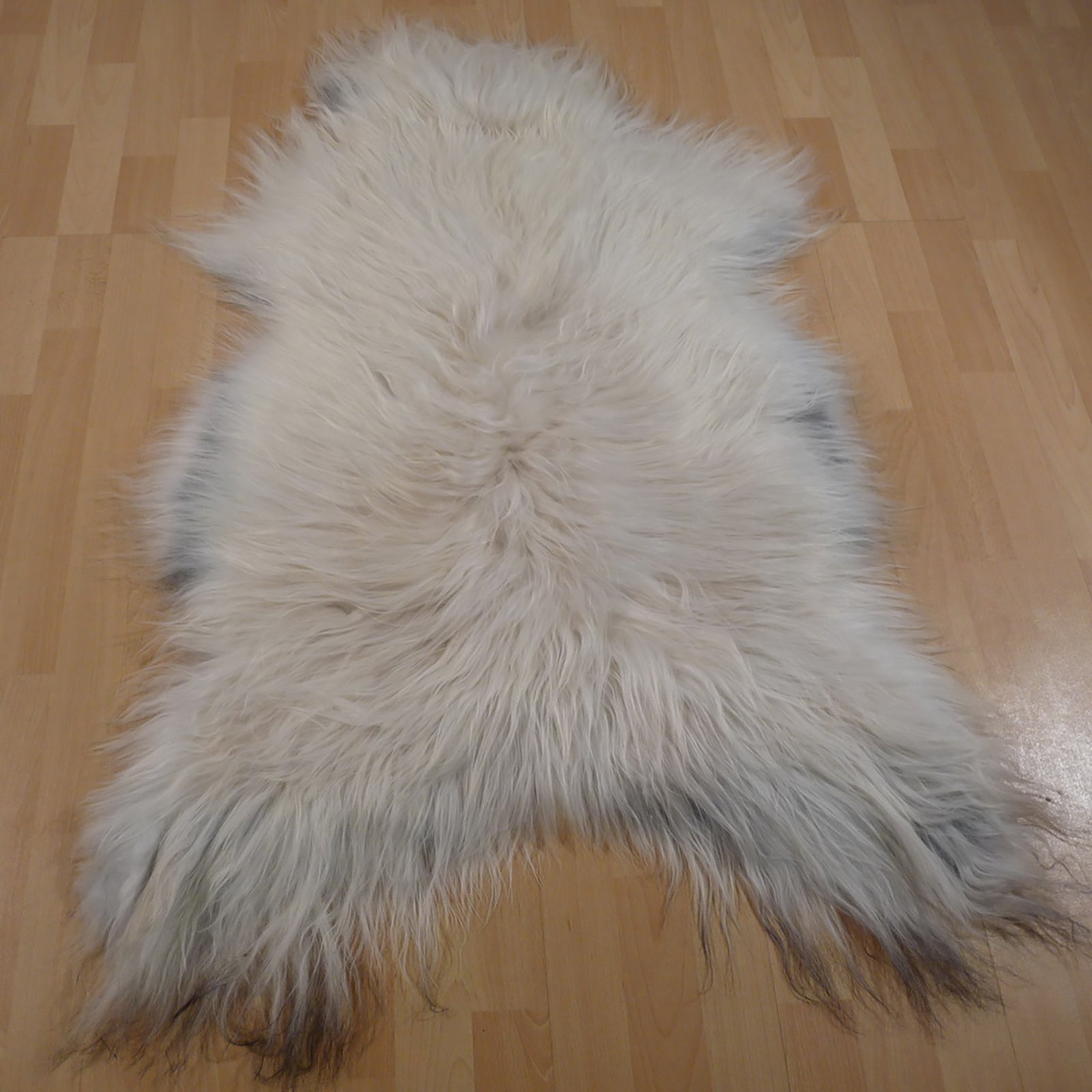 Exklusives Unikat Islandschaffell weiß - grau 120x85cm #11532