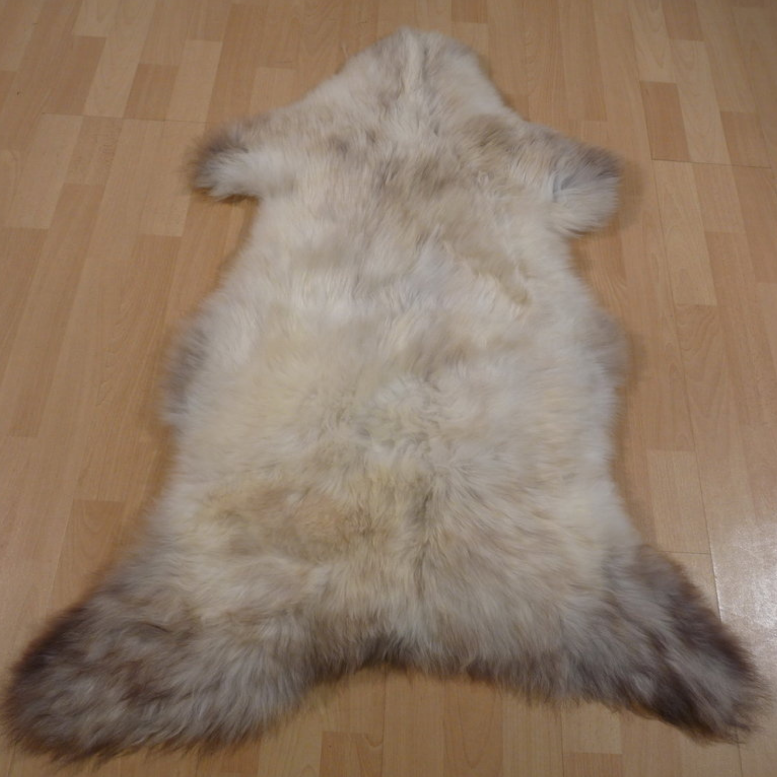Exklusives Unikat Lammfell weiß - grau - braun 110x80cm #11711