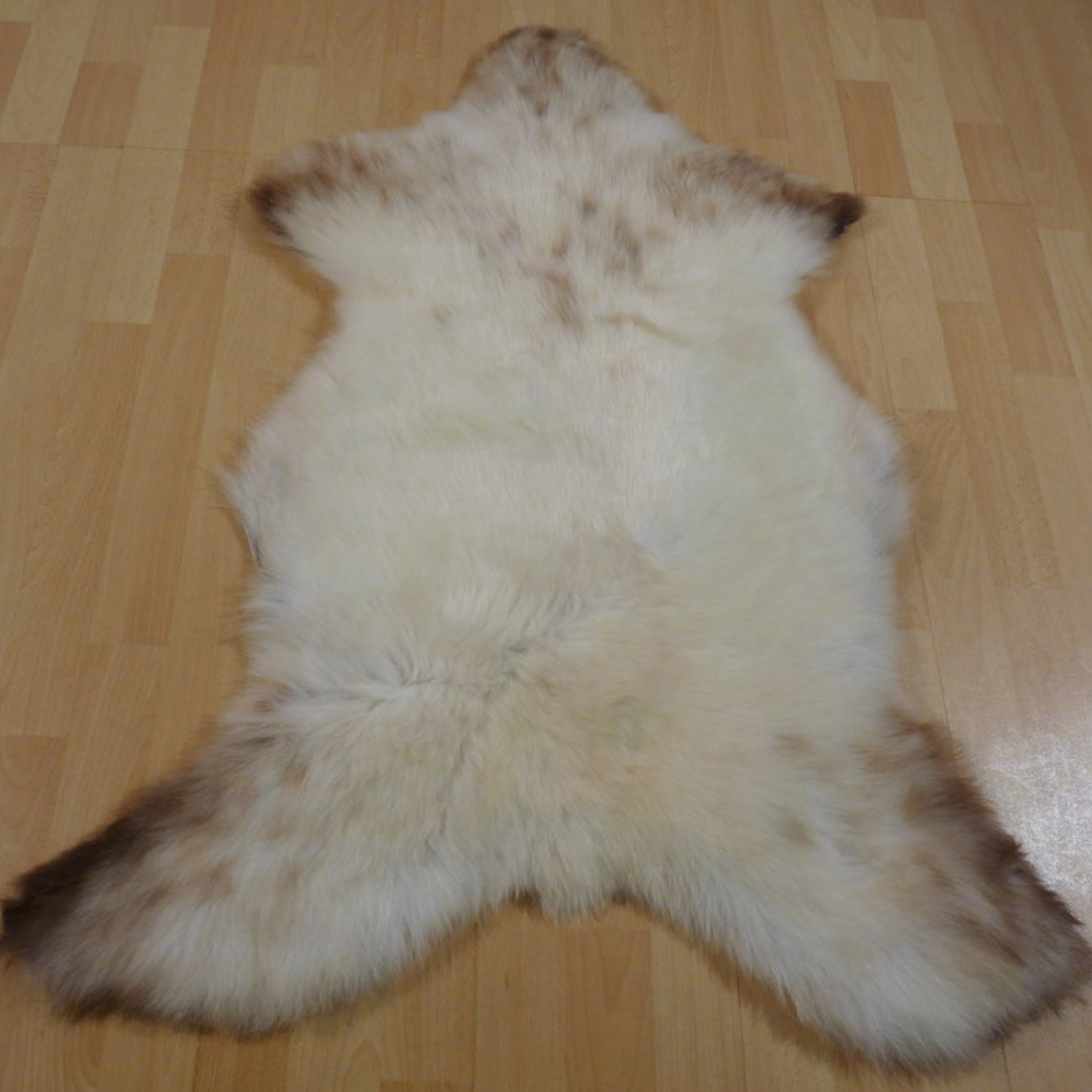 Exklusives Unikat Lammfell weiß - braun 105x80cm #11722