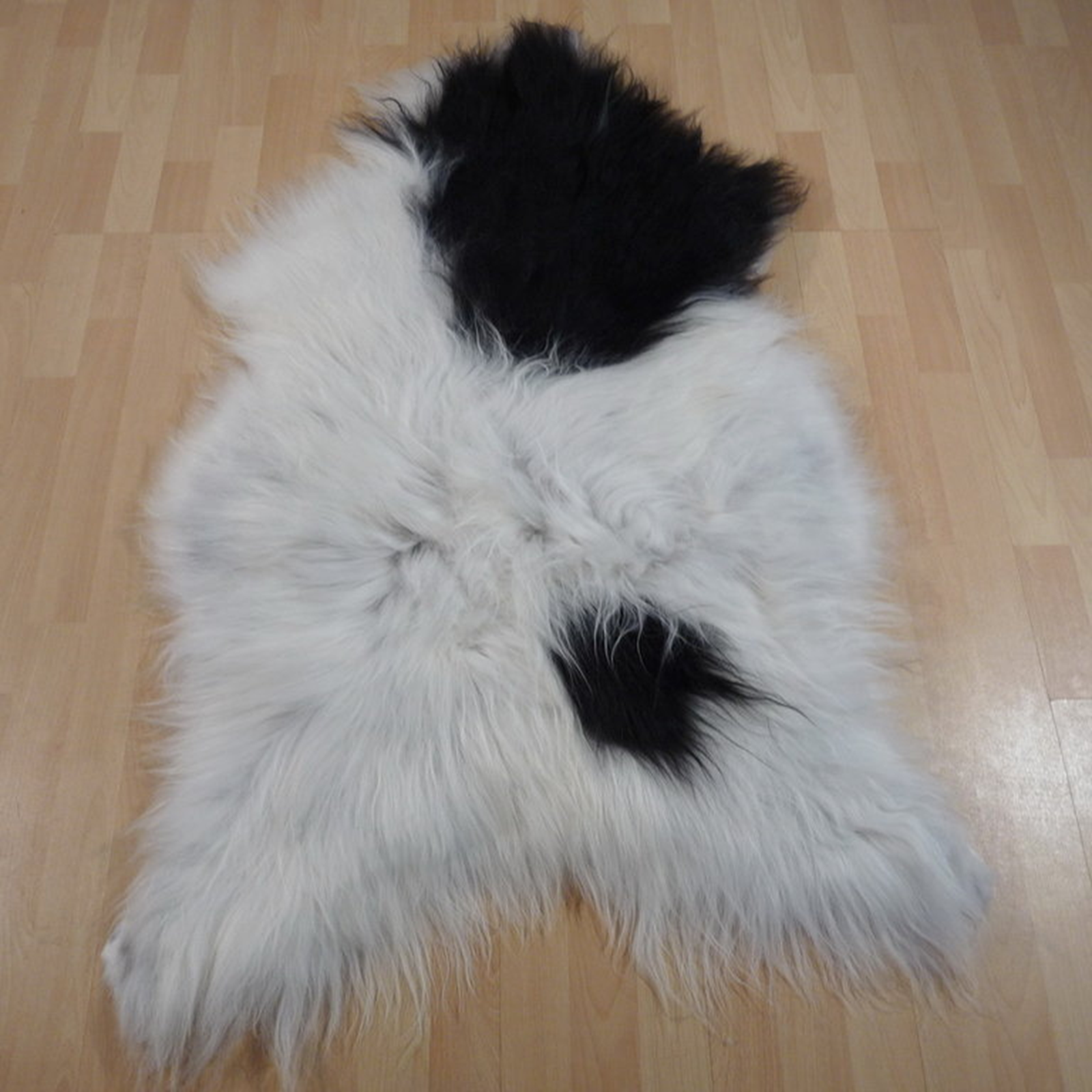 Exklusives Unikat Islandschaffell weiß - schwarz 130x85cm #11851