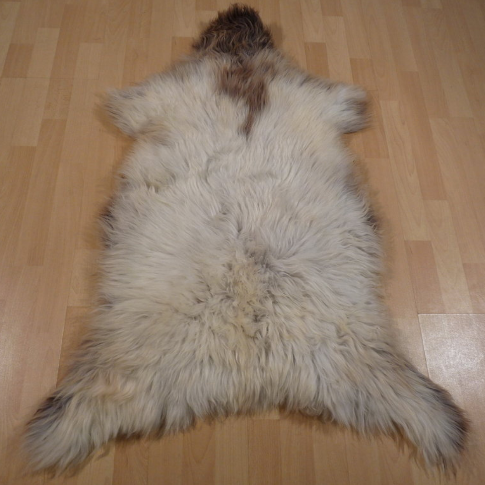 Exklusives Unikat Lammfell weiß - grau -braun 115x85cm #12055